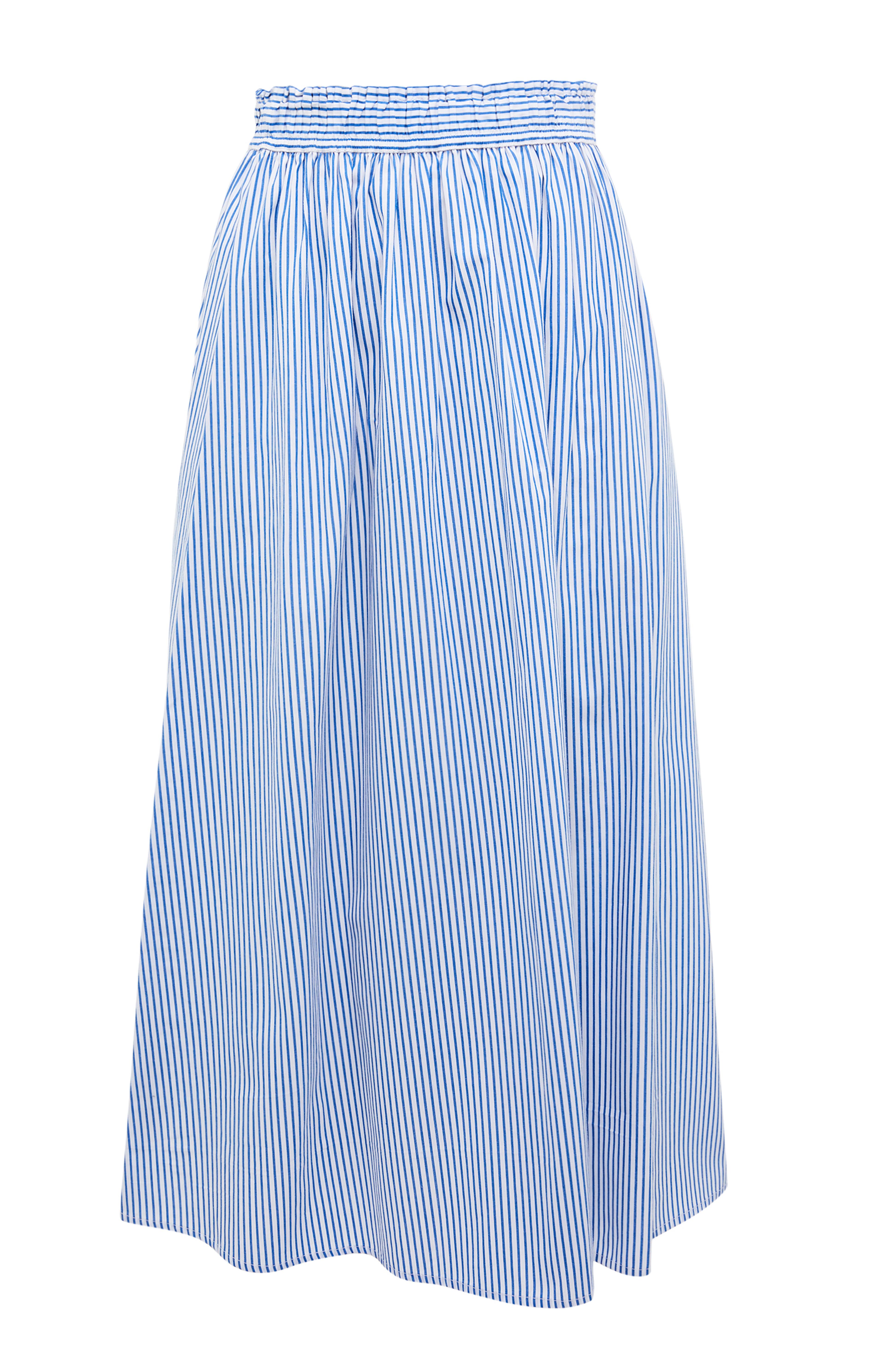 Blue Stripe Poplin Midi Skirt | Skirts: Midi & Pleated Skirts | Women's ...
