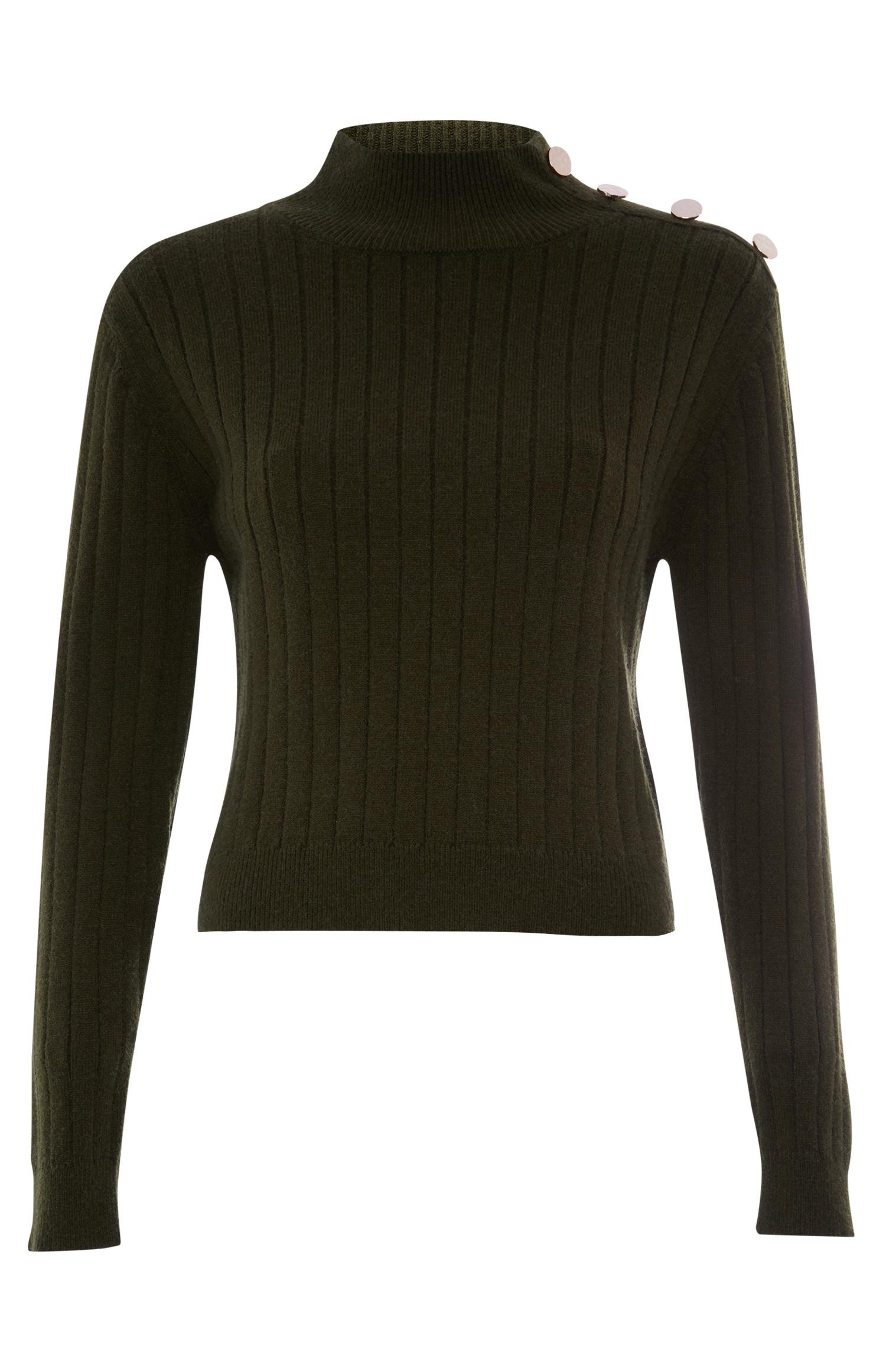 Zwarte top met ribmotief en knopen Truien en sweaters voor dames