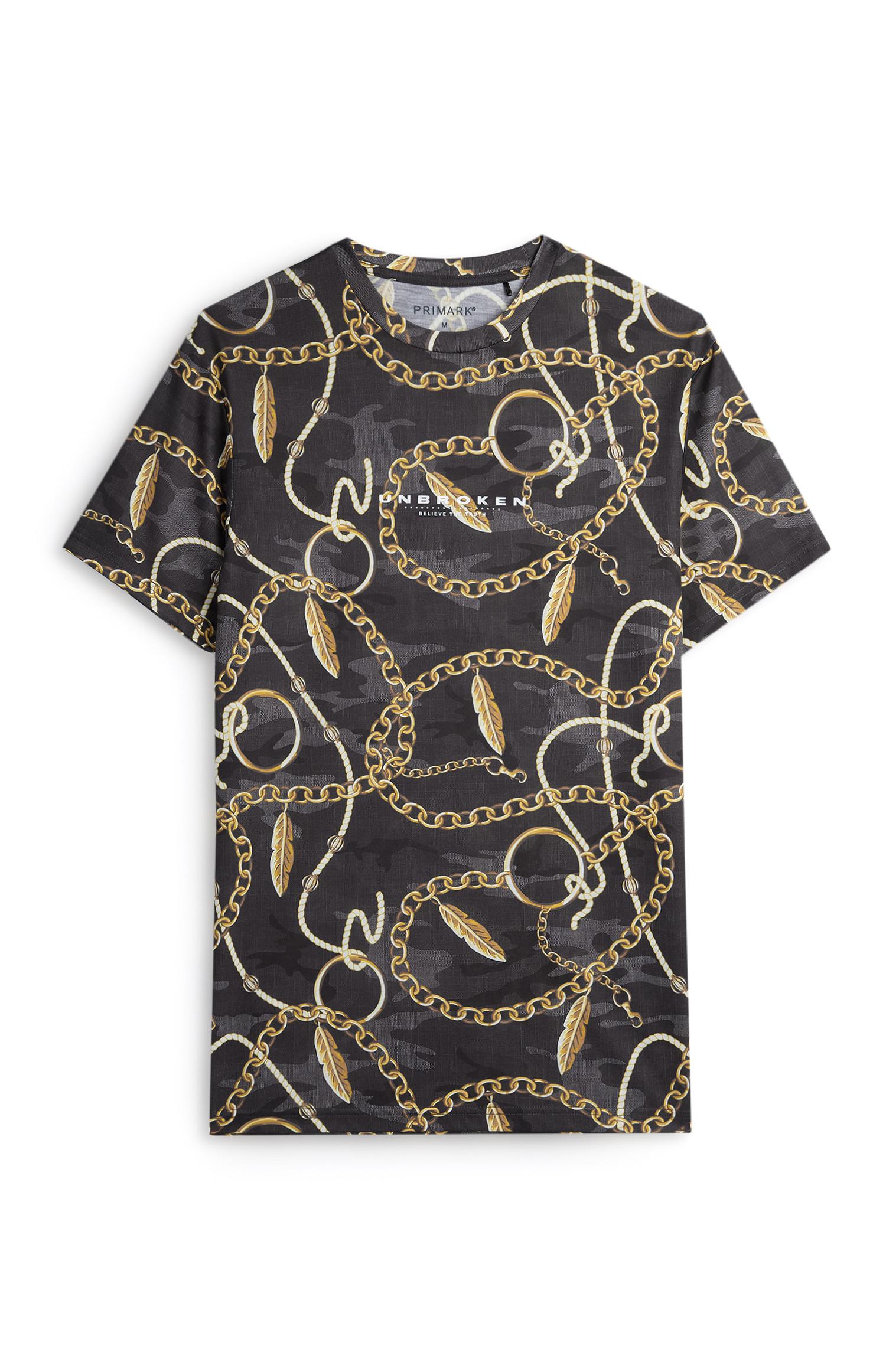 T-shirt slogan padrão correntes