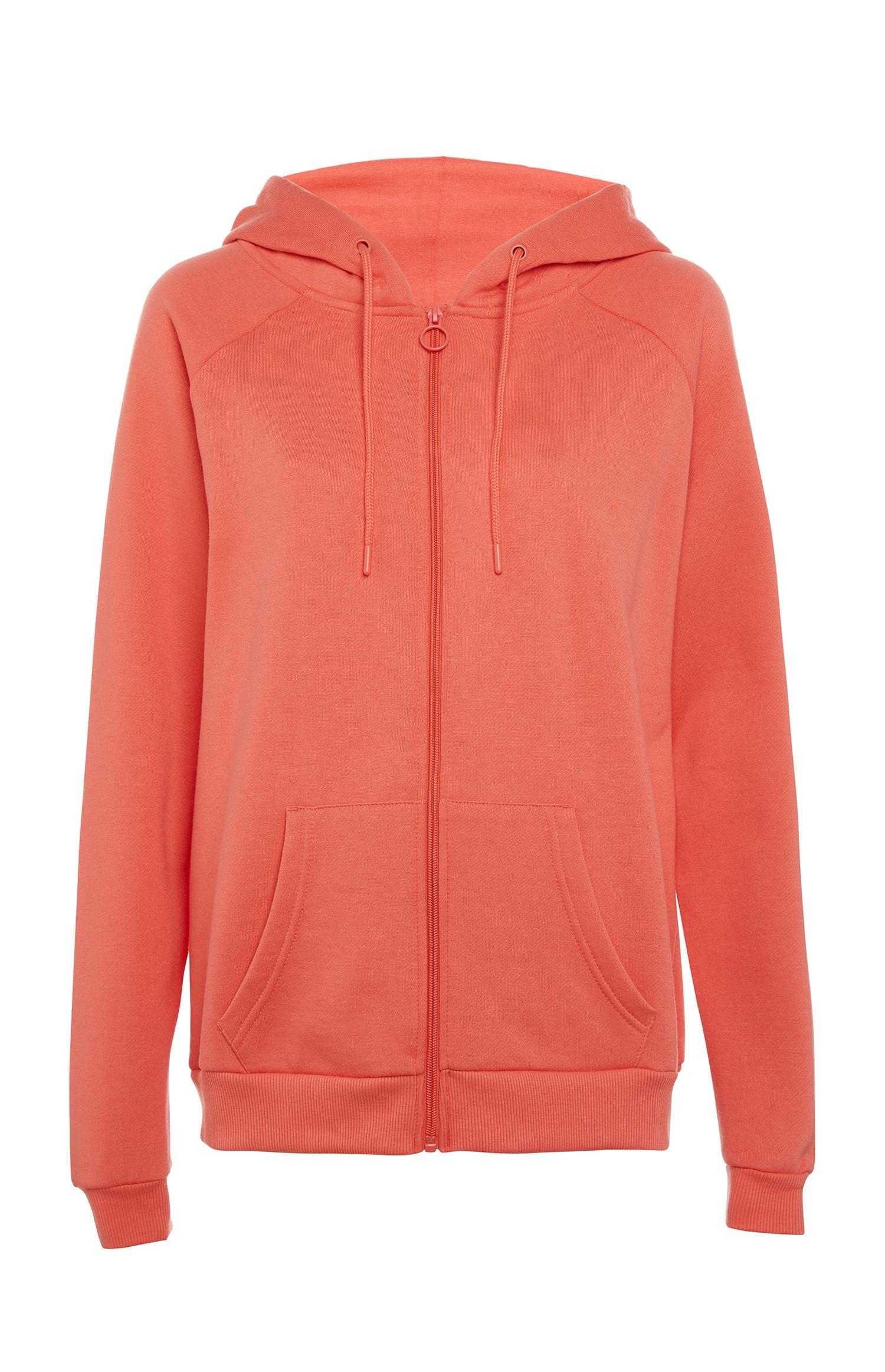 Casaco capuz fecho correr coral