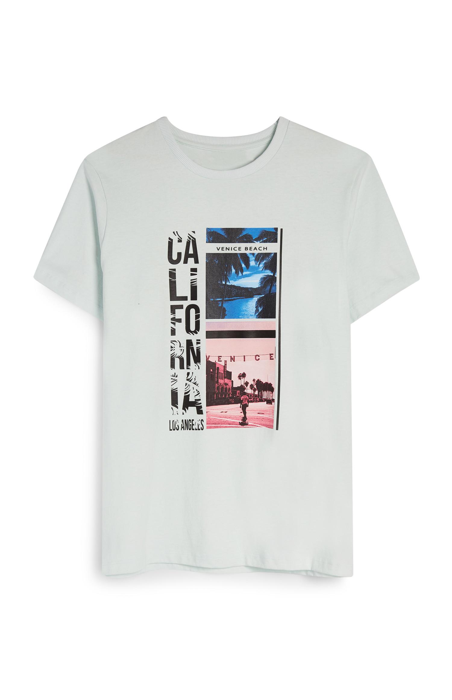 Bela majica s kratkimi rokavi s fotografskim potiskom California