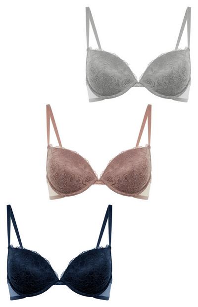 3-Pack Multi Lace Push Up Bras
