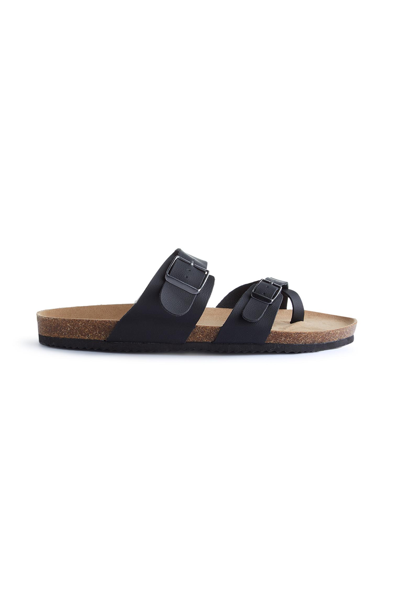 Sandálias fivela dupla preto