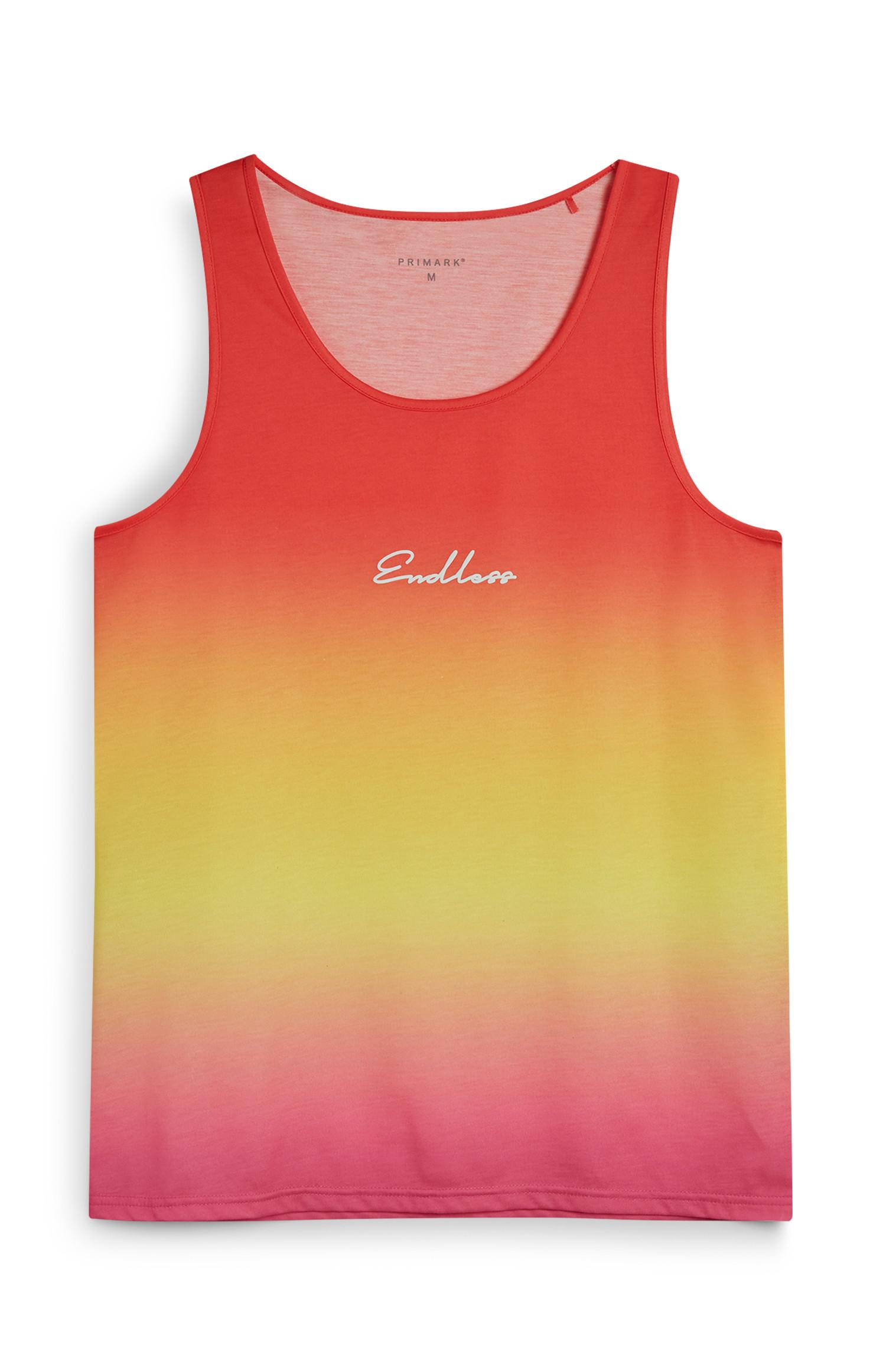 Top s/ mangas slogan Endless ombré cor-de-rosa