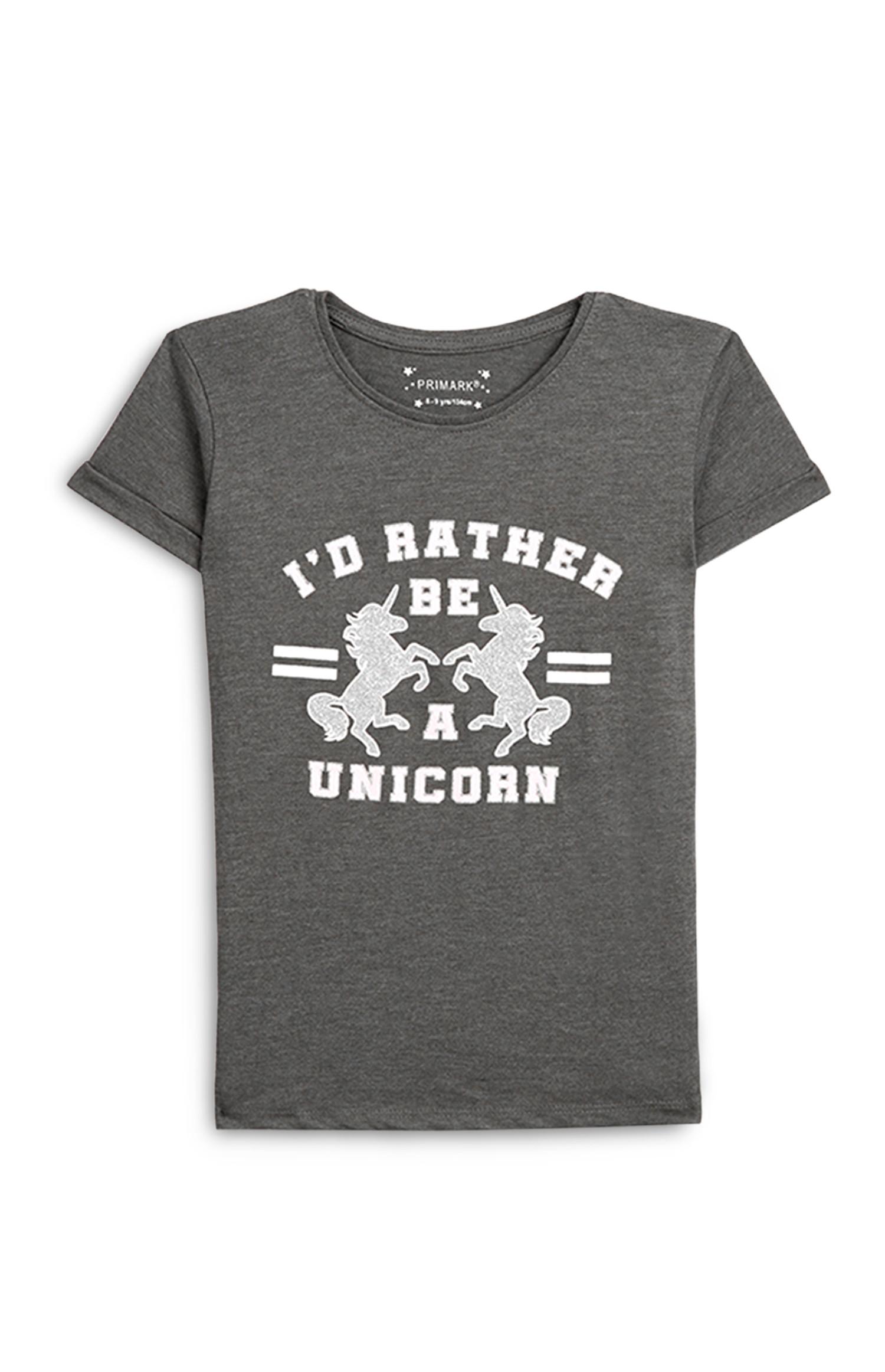 T-shirt manga curta unicórnio rapariga caqui