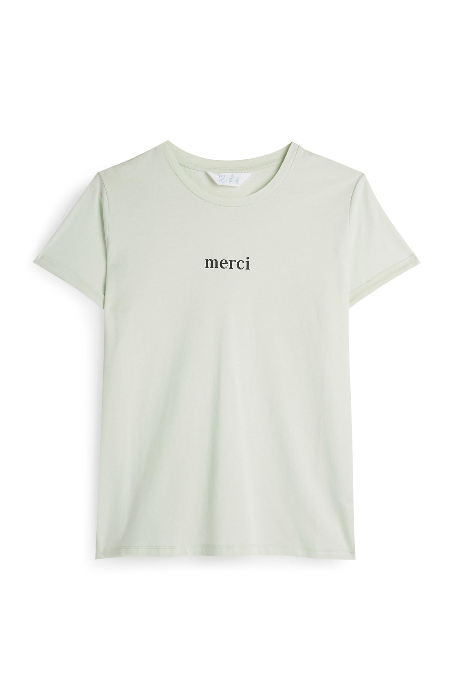 T-shirt menthe Merci
