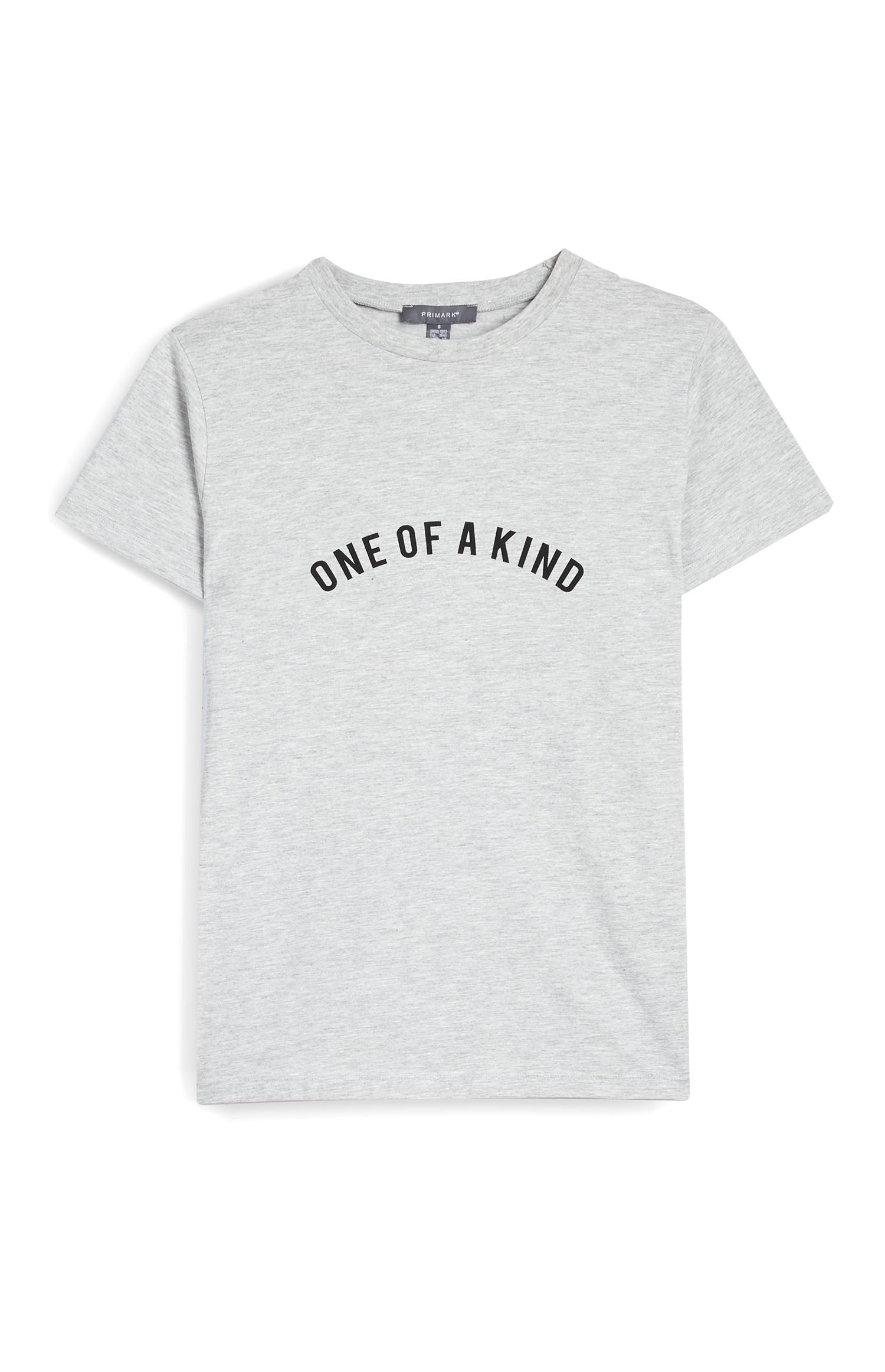 T-shirt manga curta slogan One Of A Kind cinzento