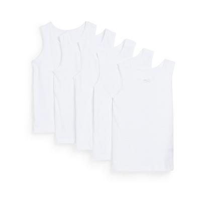 Pack de 5 camisetas blancas sin mangas para niña