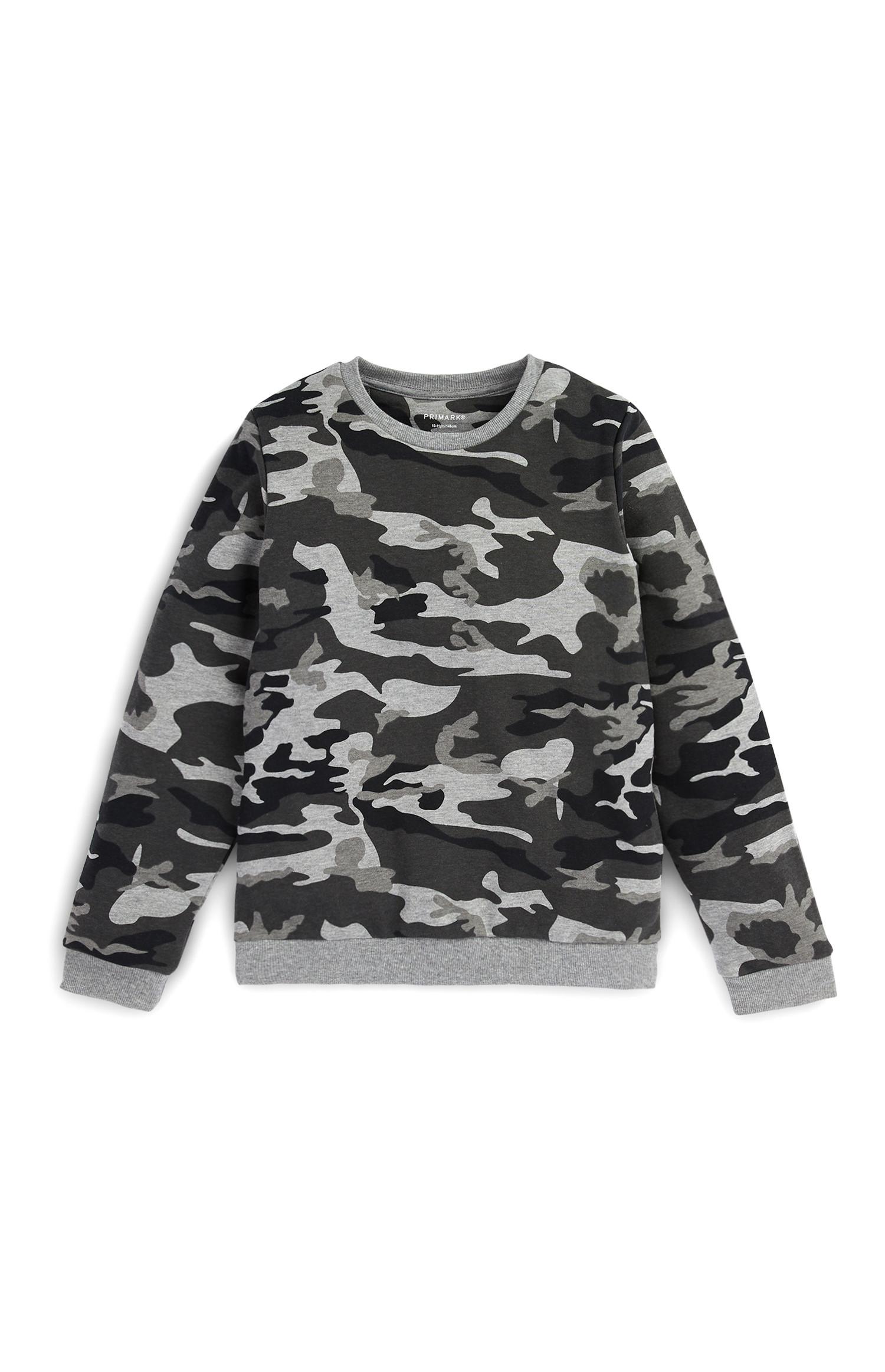 Camisola decote redondo padrão camuflado para rapaz