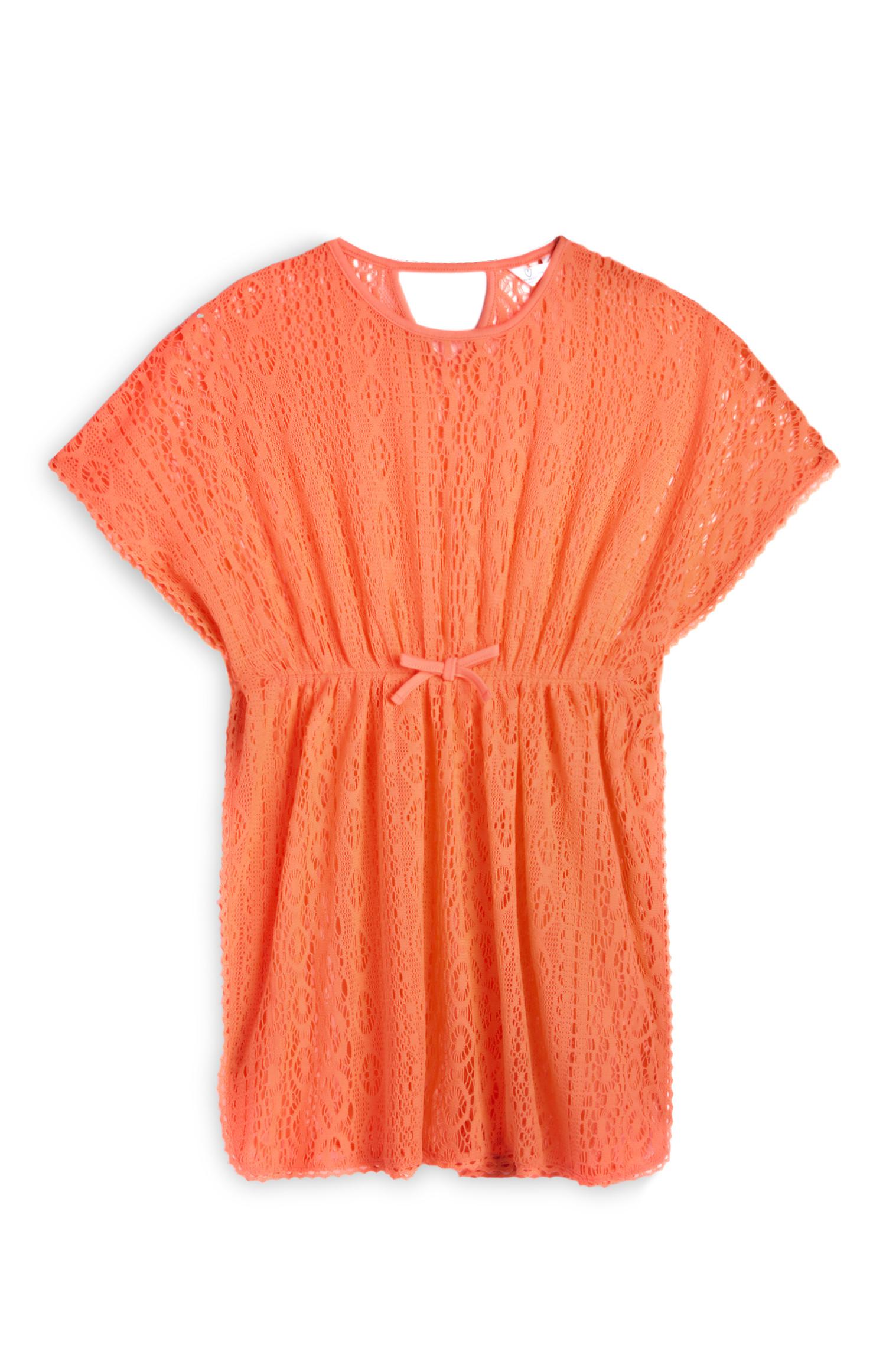 Caftano arancione all'uncinetto da ragazza