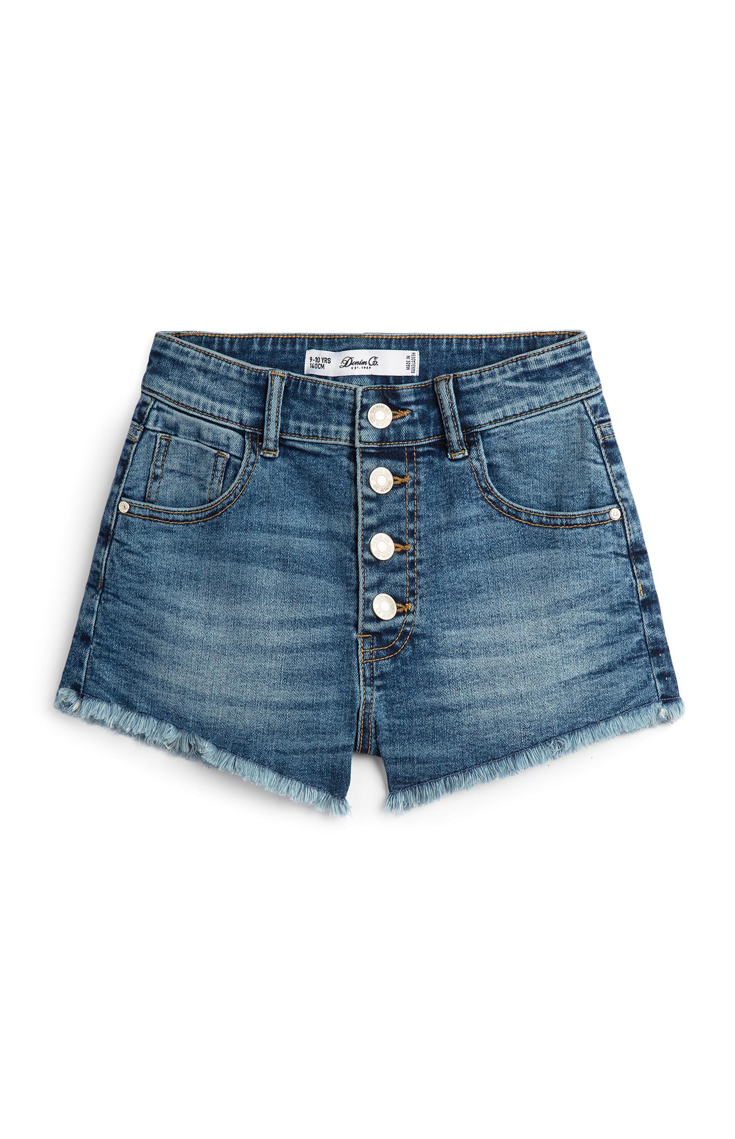 Shorts in denim a vita alta con bottoni