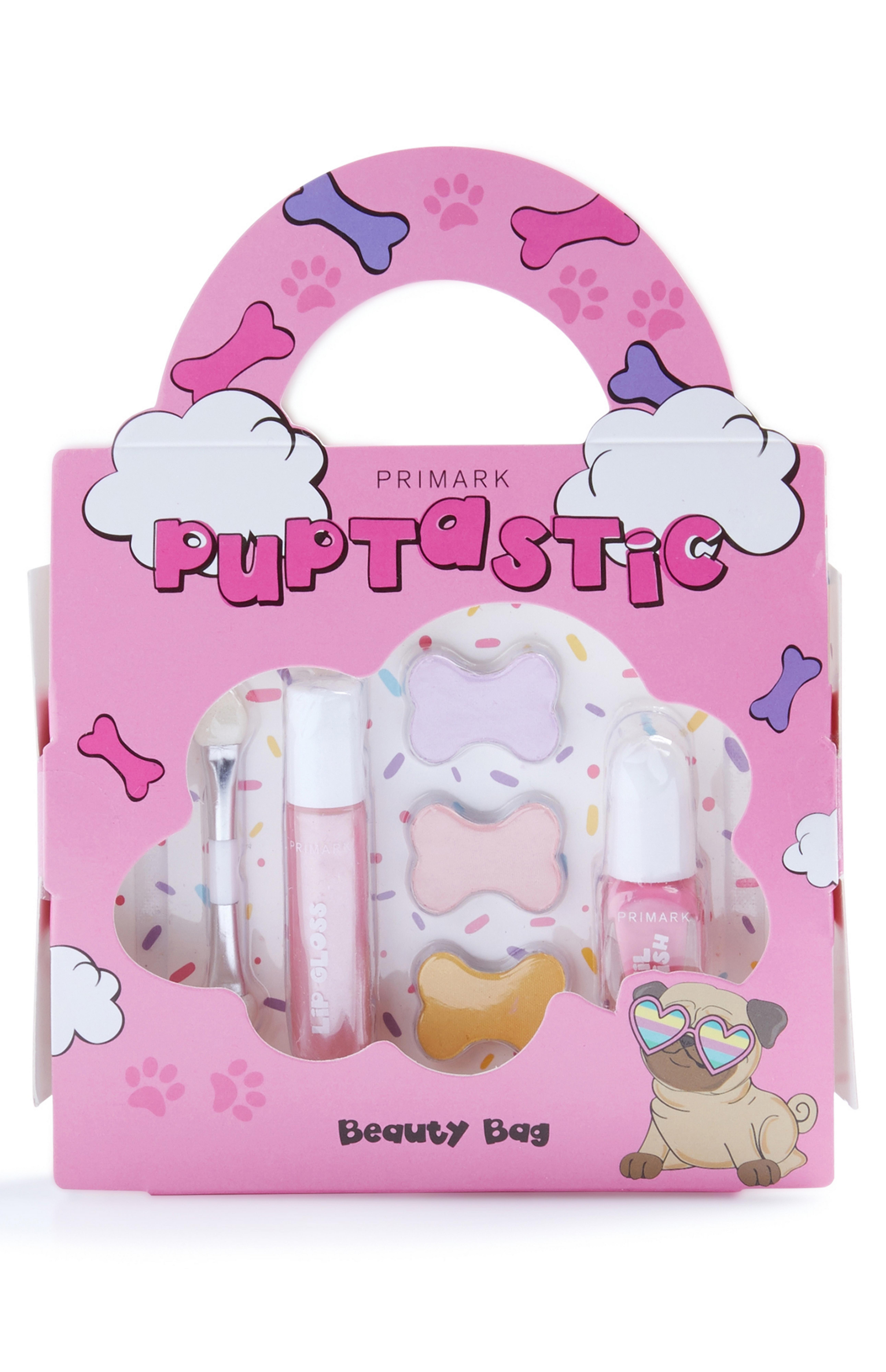 Kosmetiktasche mit Welpenmotiv | Make-up für Kinder: Lipglosse und