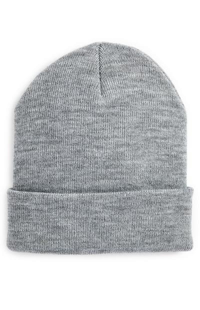Grey Deep Cuff Beanie Hat