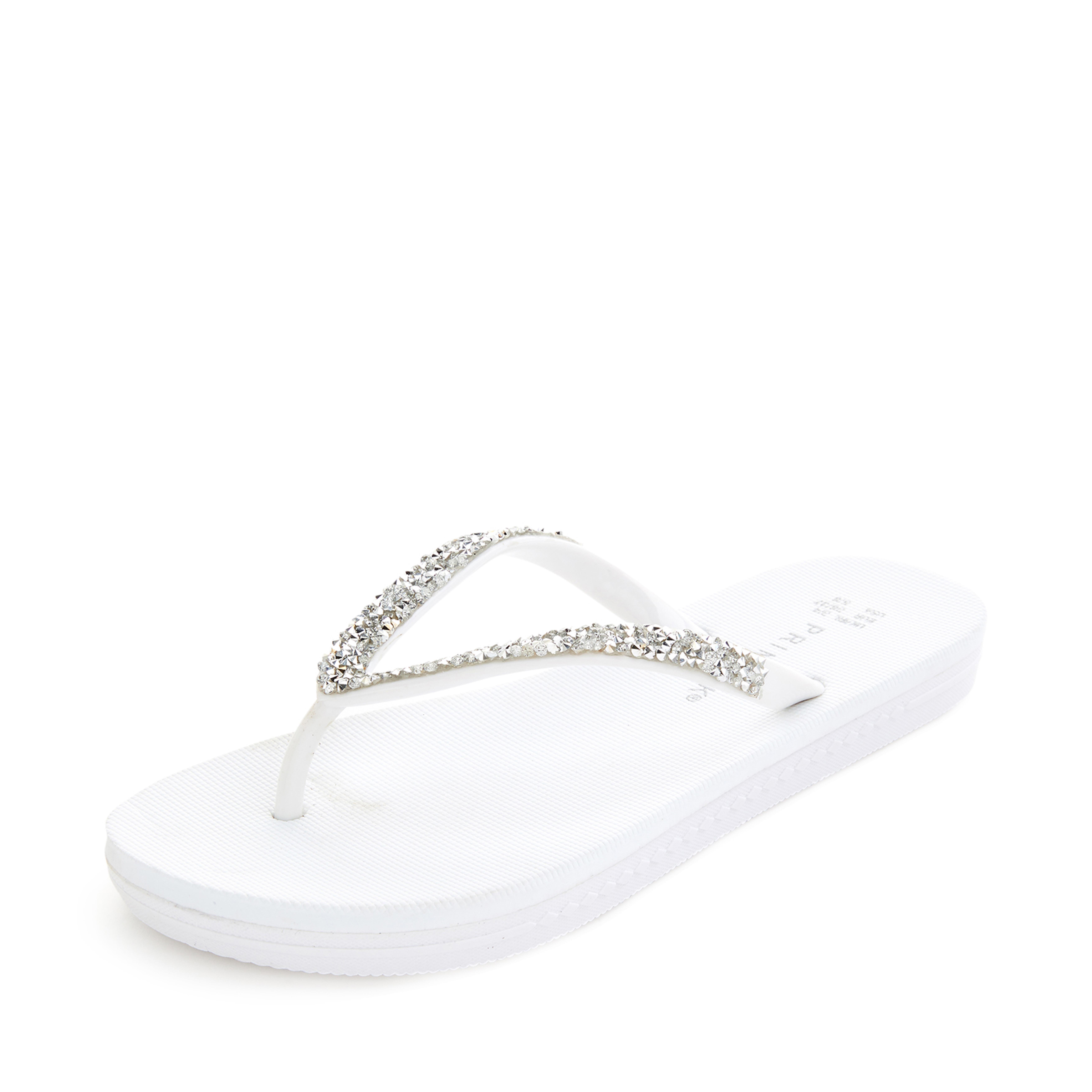White Diamante Flip Flops | Women's Beach Shoes: Sandals & Sliders ...
