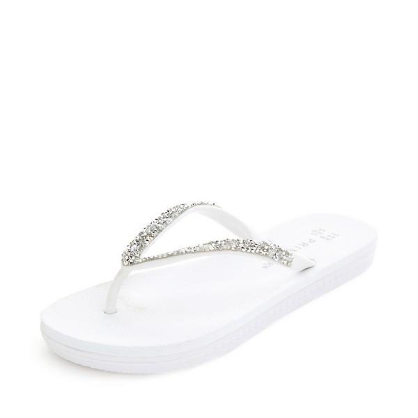 White Diamante Flip Flops