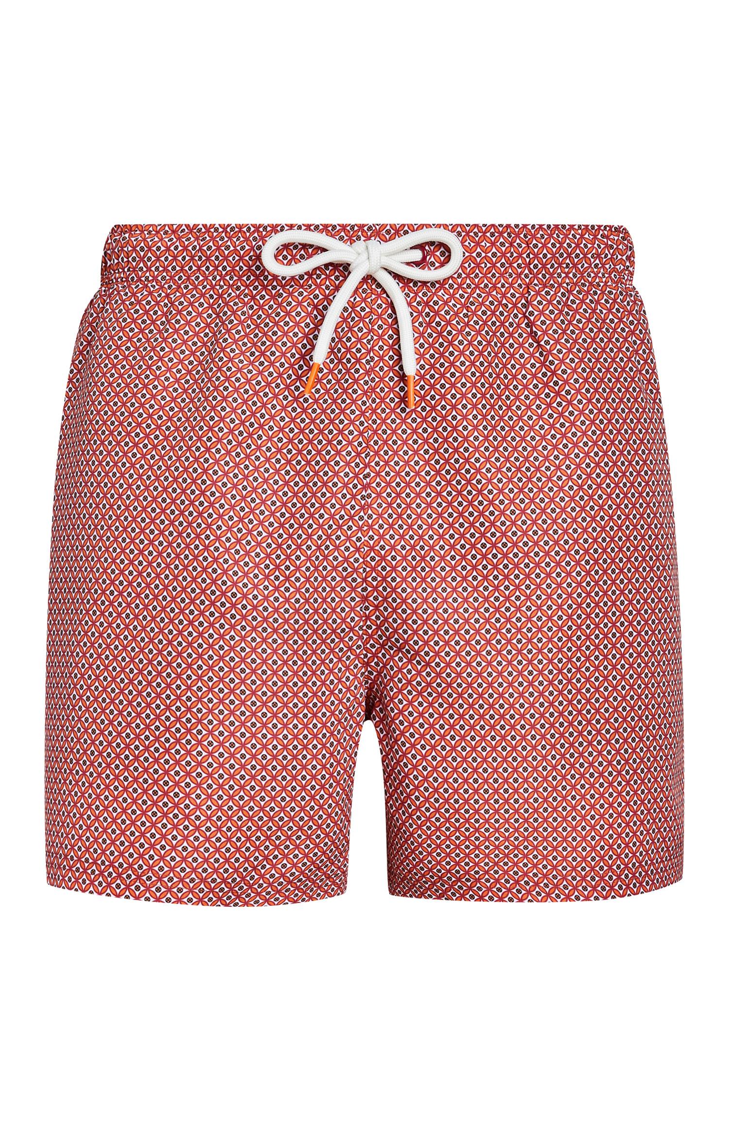 Calções banho padrão geométrico vermelho