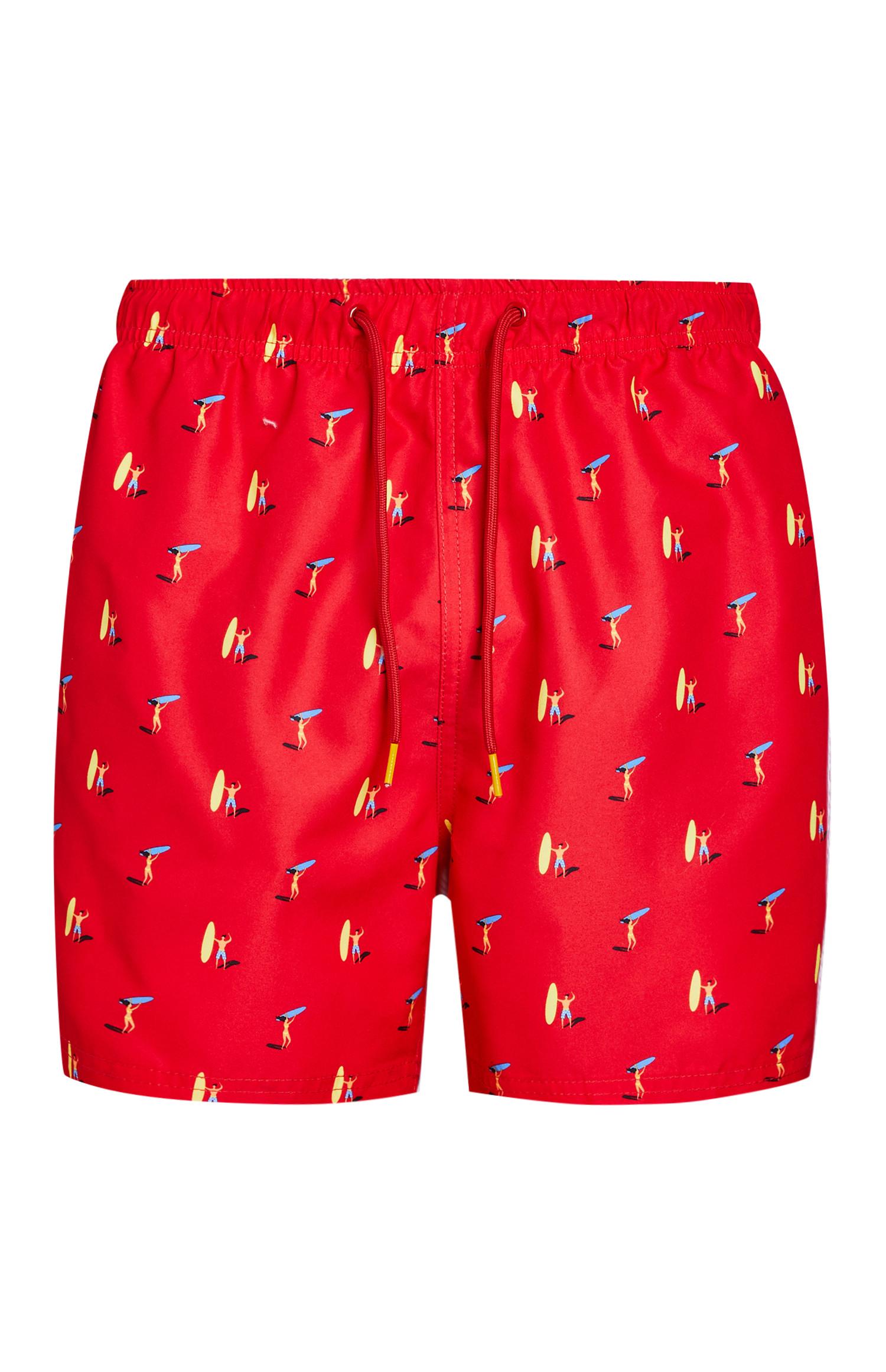 Calções banho estampado pranchas surf vermelho
