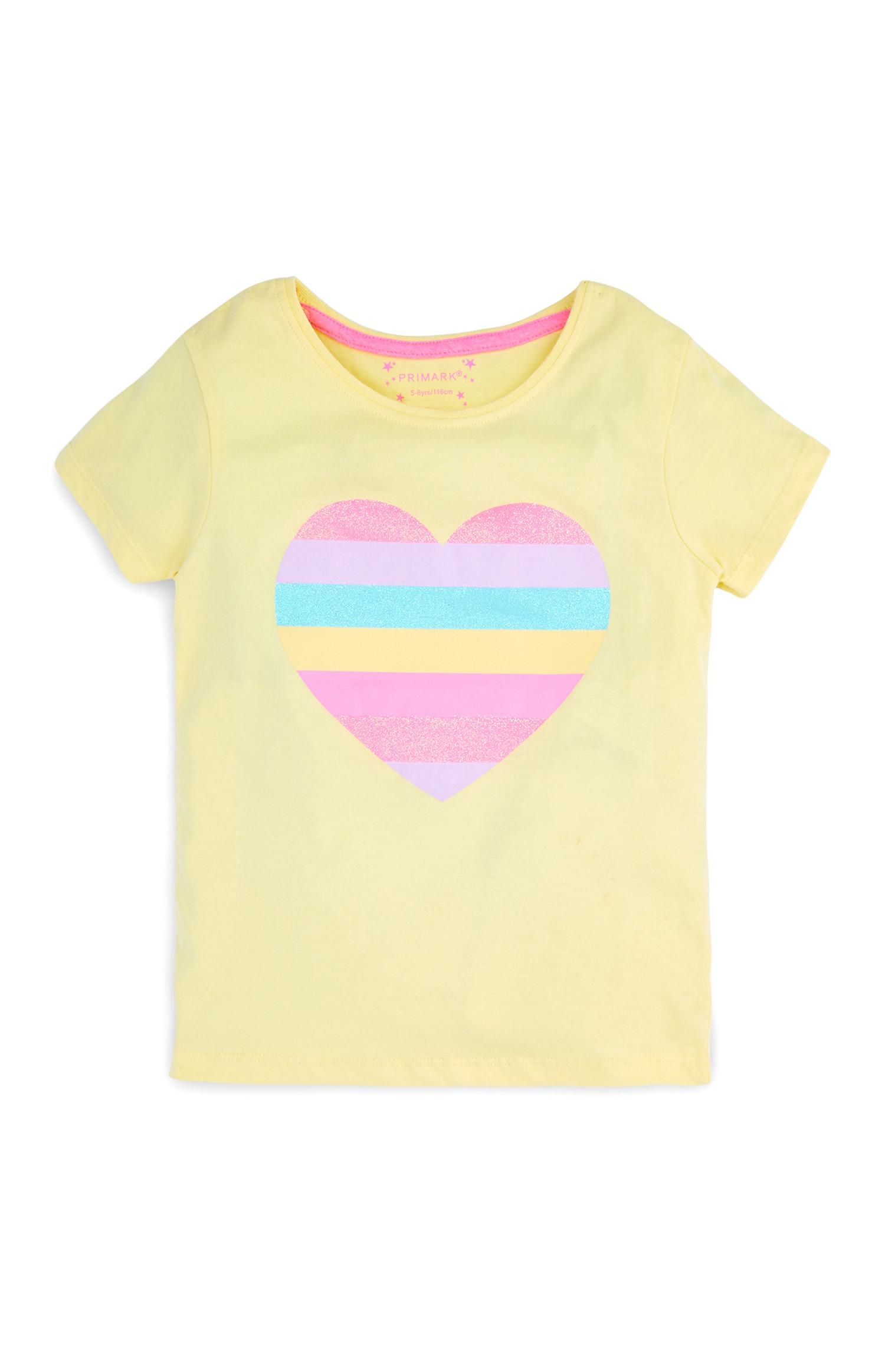 T-shirt coração amarelo para menina