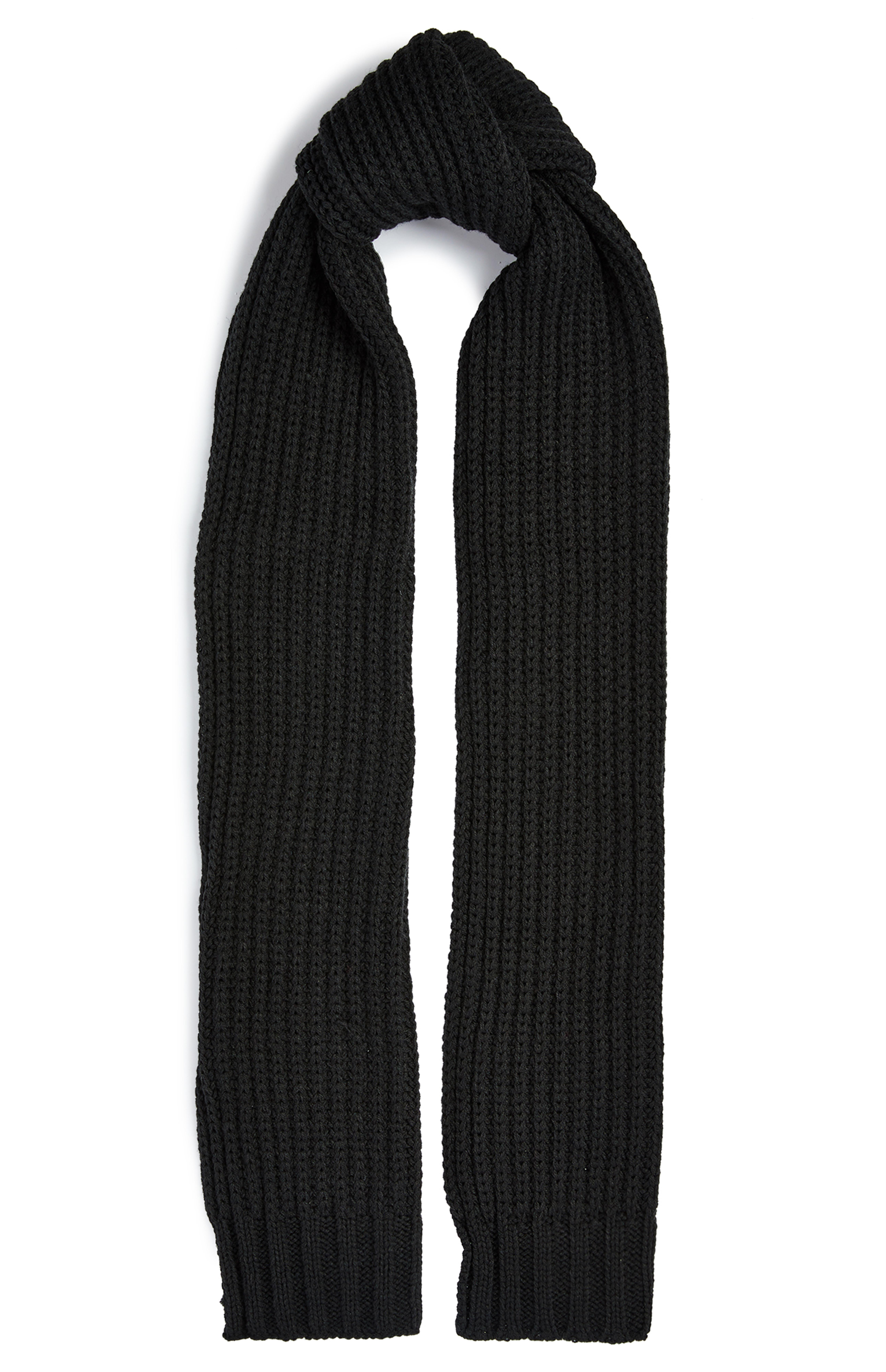 Black Ribbed Chunky Scarf | Men's Hats, Scarves & Gloves | Men's ...