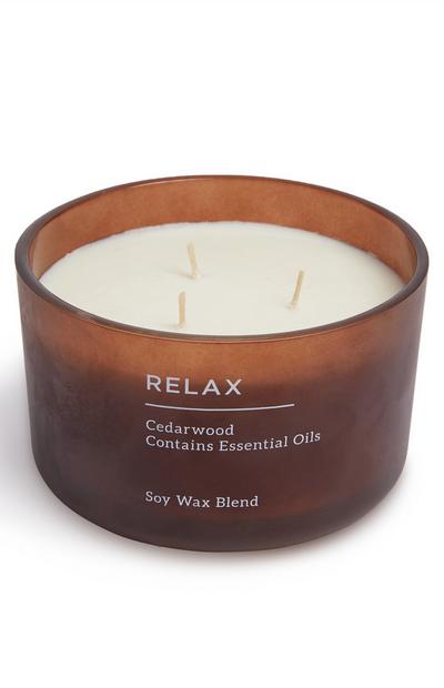 Large 3 Wick Relax Cedarwood Candle