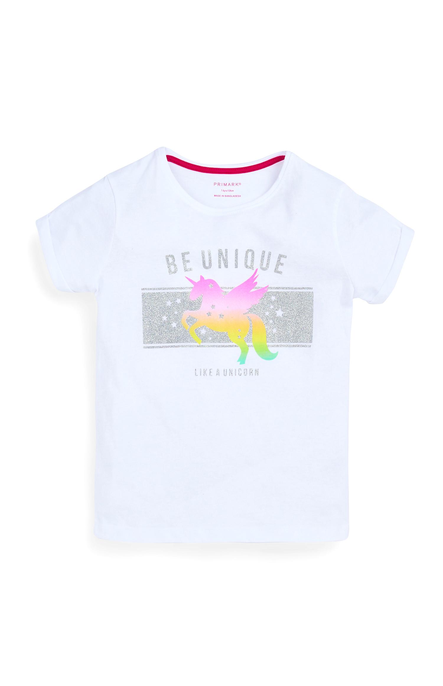 T-shirt unicórnio rapariga branco