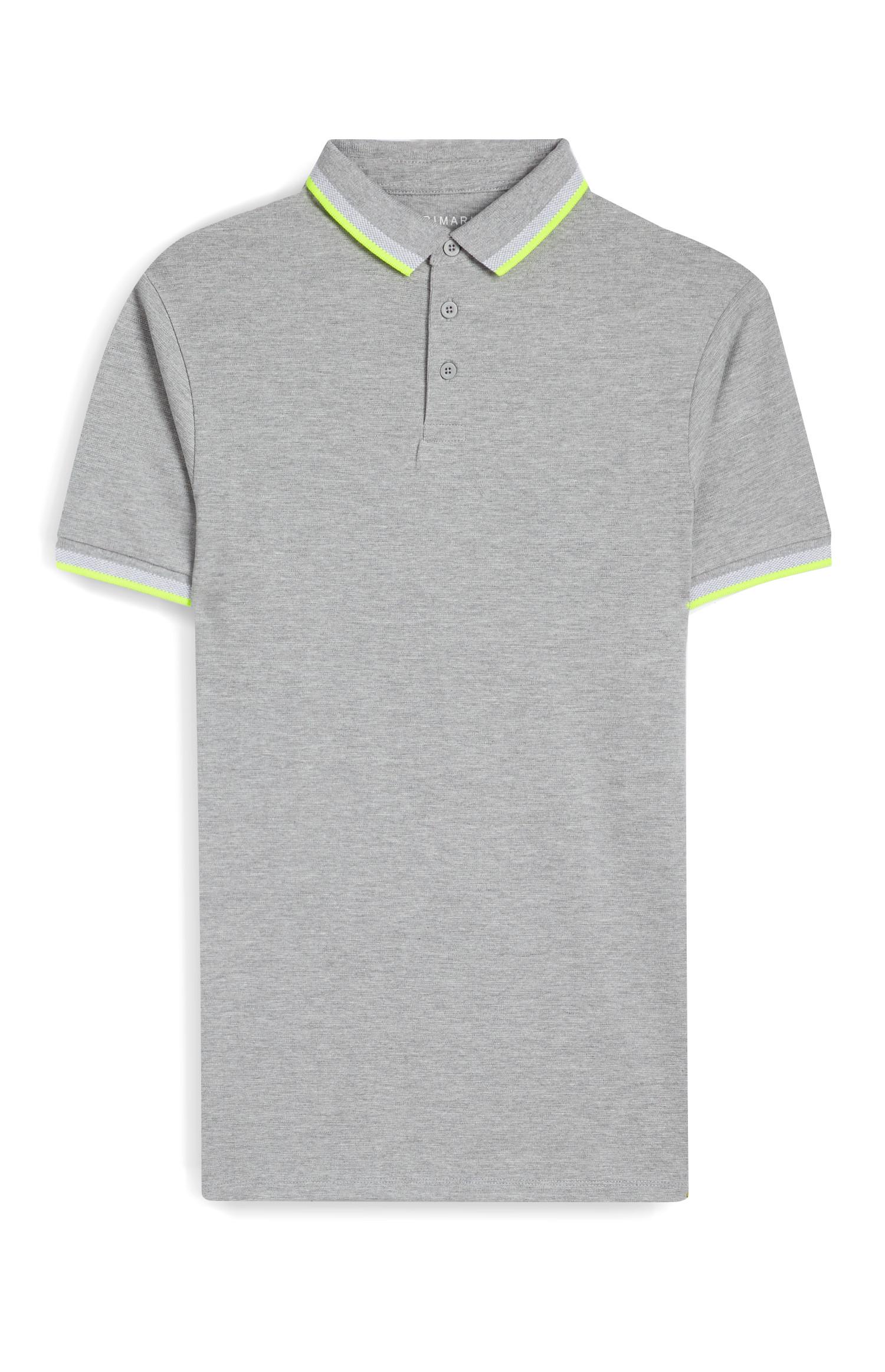 Polo manga curta cinzento