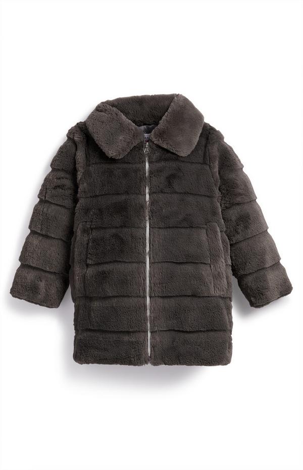 Younger Girl Charcoal Faux Fur Coat | Girls Clothes Age 2-7 | Girls ...