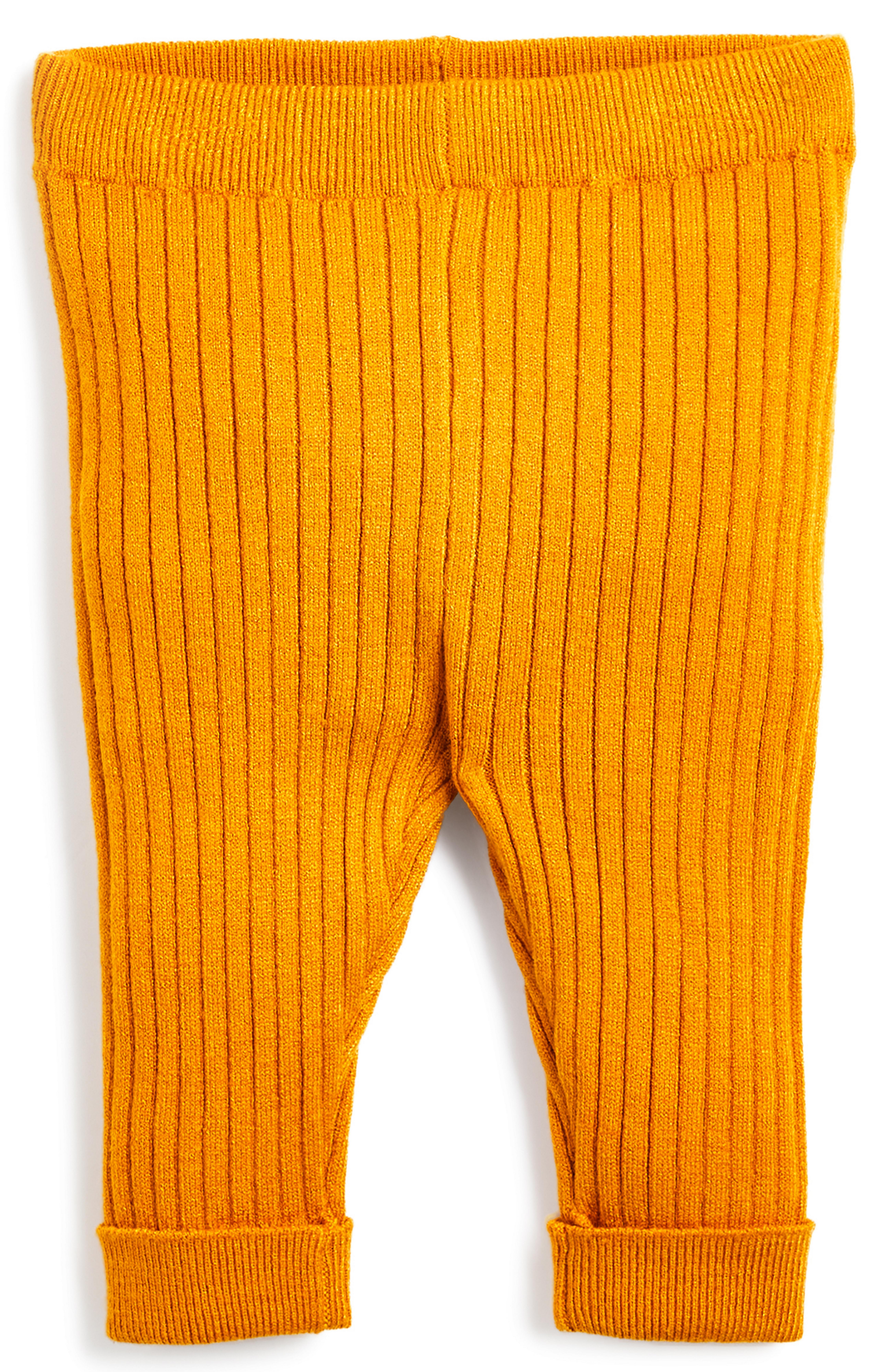 Mosterdgele ribgebreide babylegging, jongens