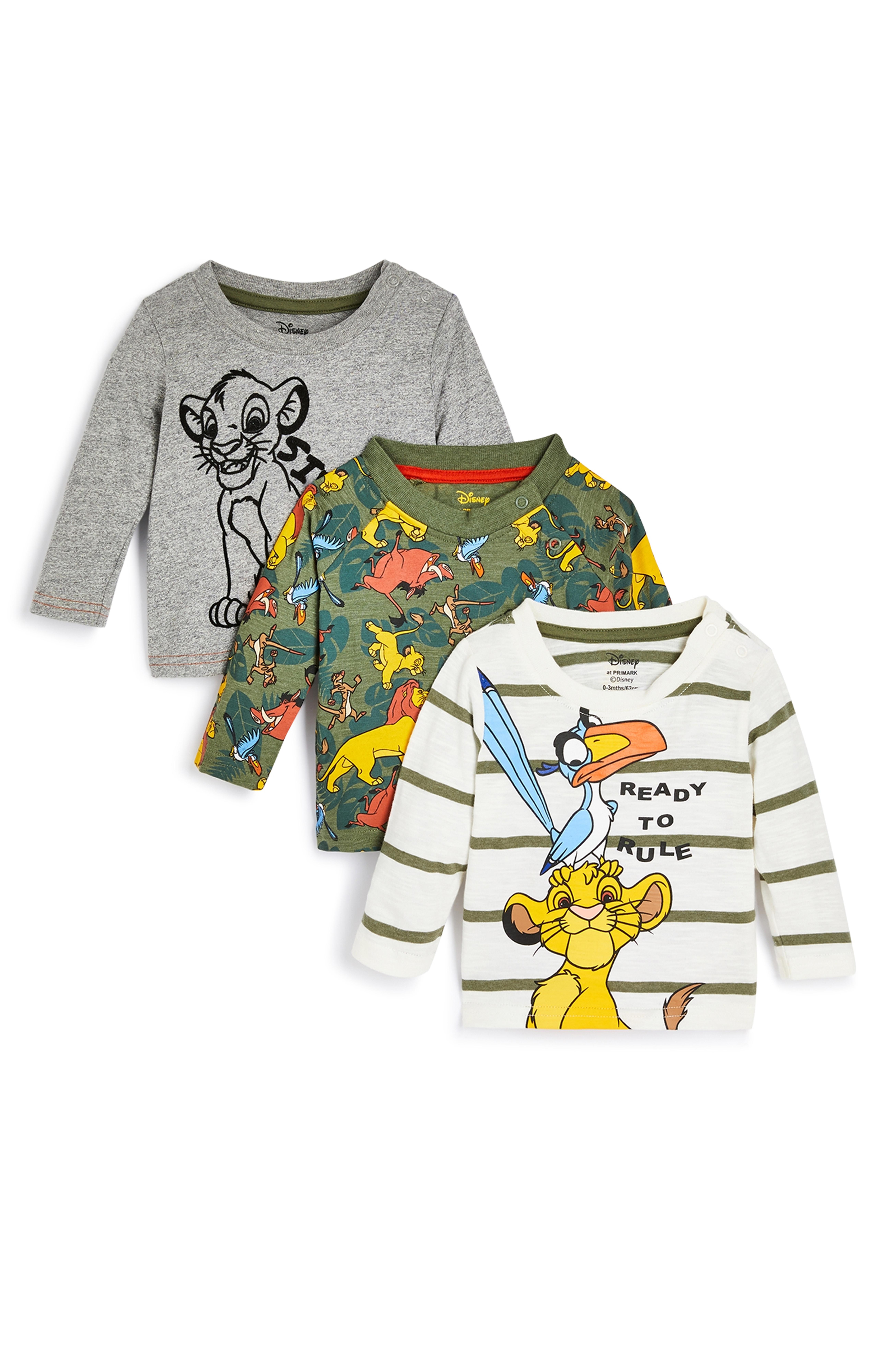 Baby-T-shirt Disney Lion King met lange mouwen voor jongens, set van 3 Babykleding jongens | Kleding voor baby's pasgeborenen | Kinderkleding | Alle Primark-producten | Primark Nederland