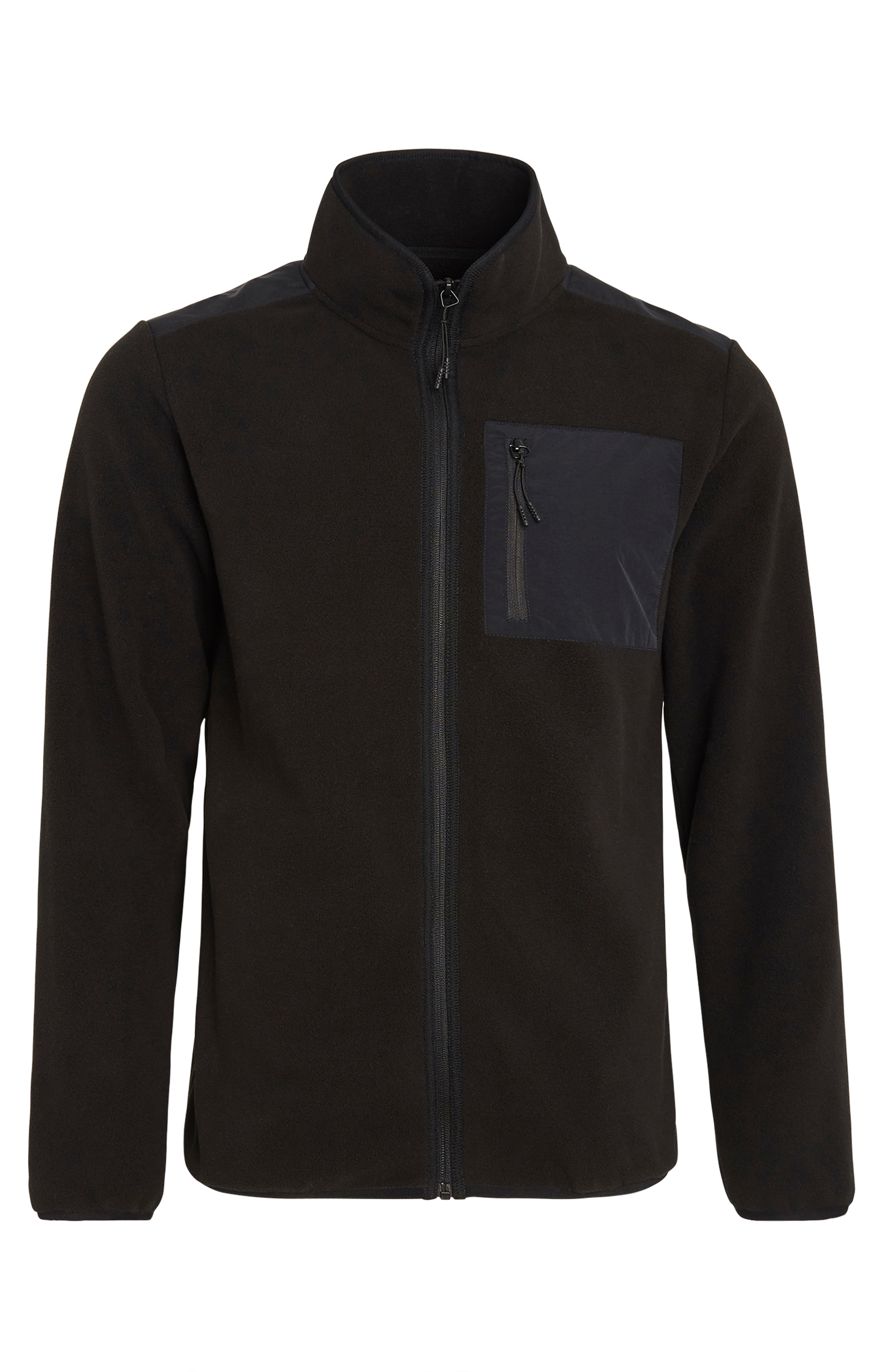 Veste noire zippée en polaire avec poche Sweats à capuche et sweat