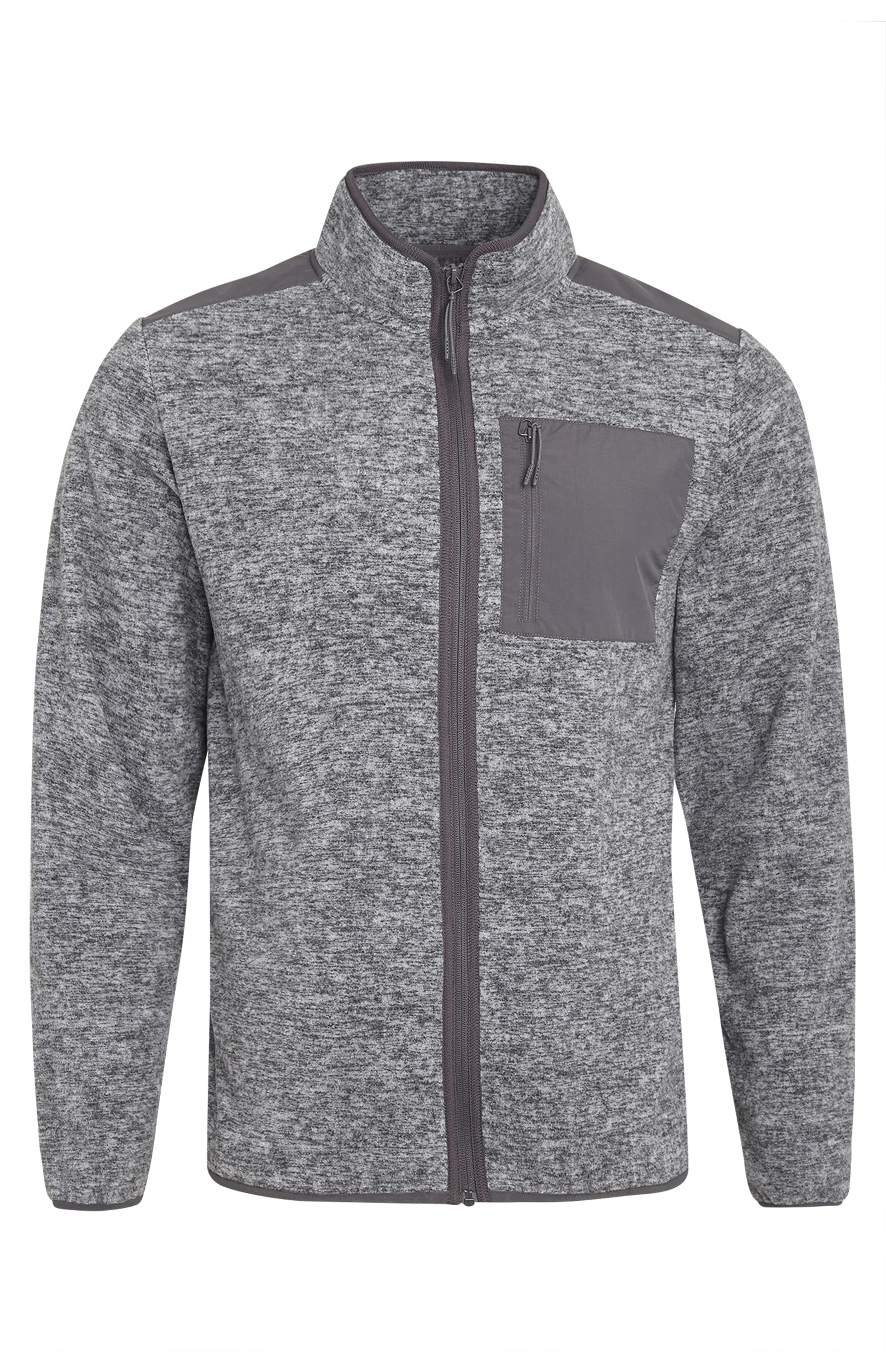 Grey Zip Up Fleece Pocket Jacket | Men's Hoodies & Sweatshirts | Men's ...