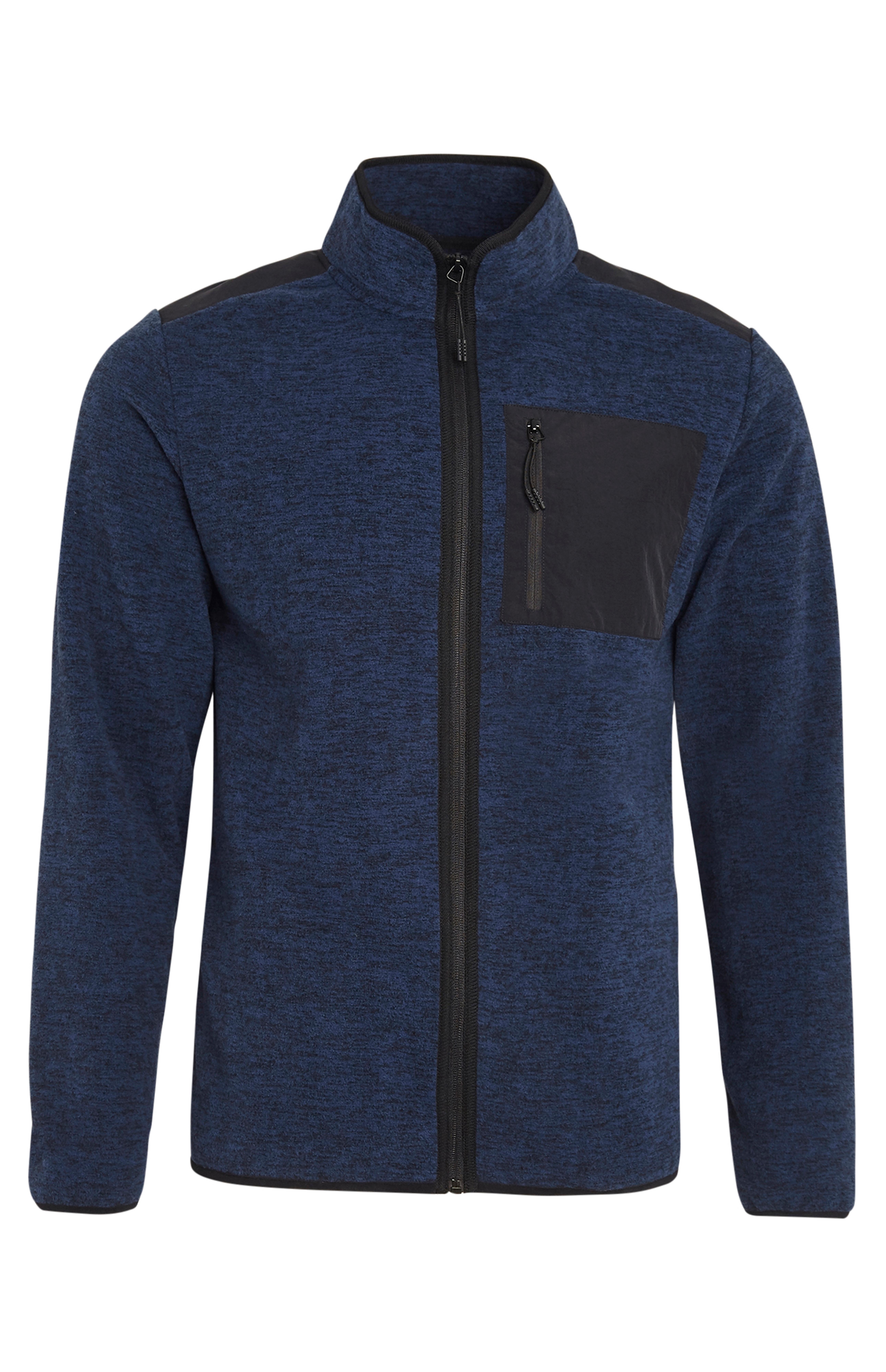 Navy Zip Up Fleece Pocket Jacket Men's Hoodies & Sweatshirts Men's