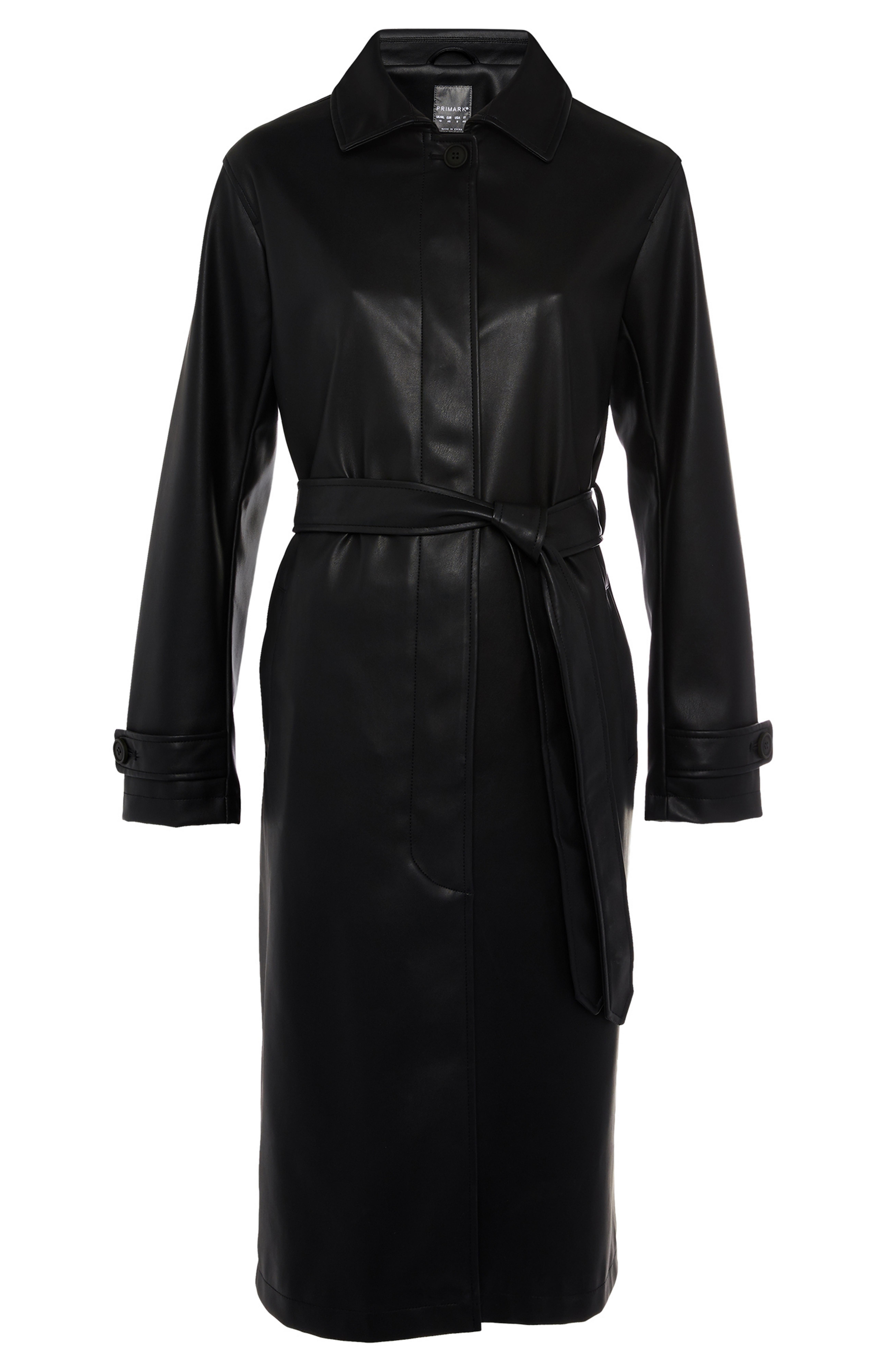 Trench-coat long noir en simili cuir | Manteaux et vestes ...