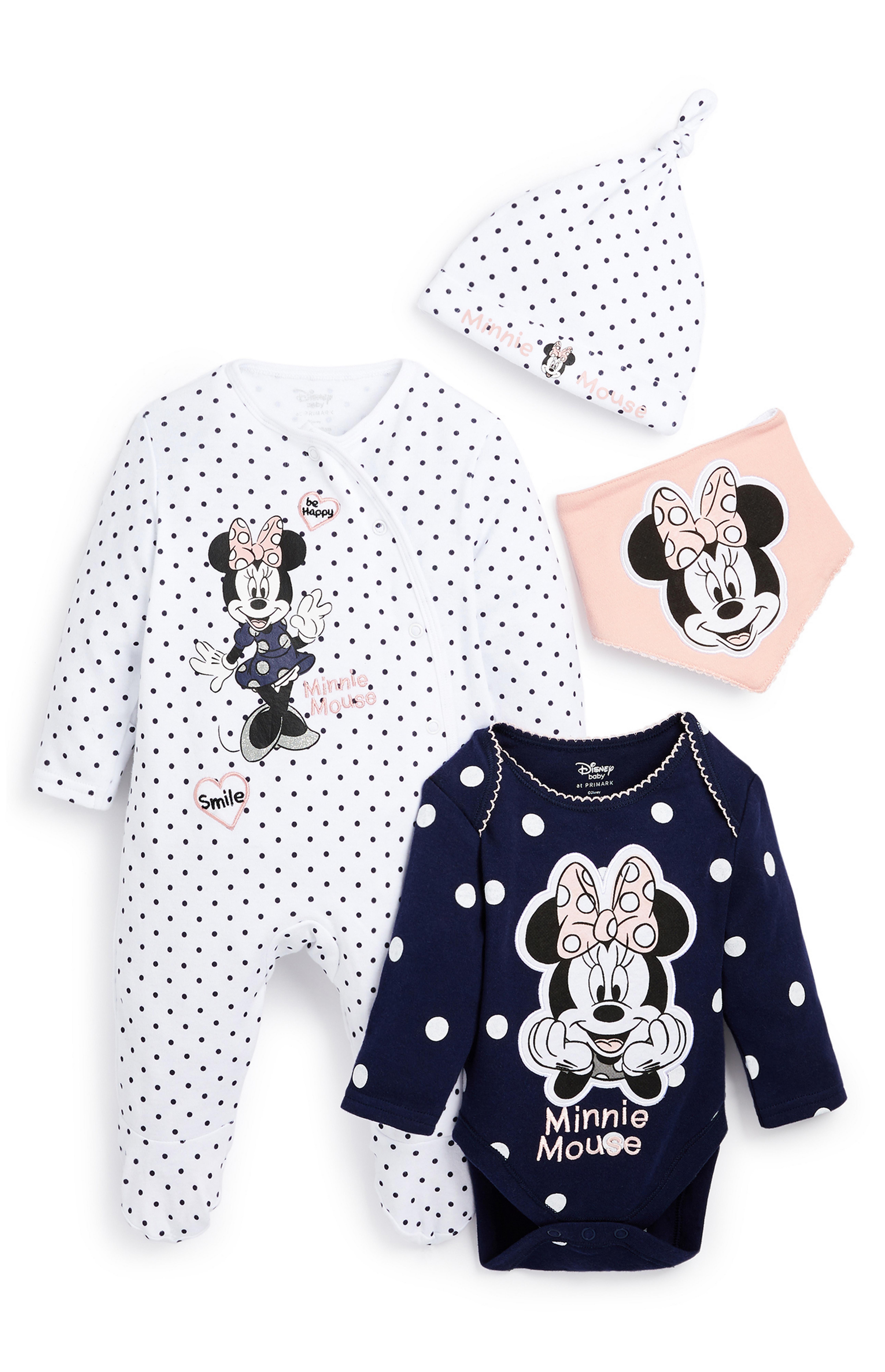 Newborn Baby White Navy And Pink Minnie Mouse 4 Piece Set Baby Clothing Essentials Baby Newborn Clothes Kids Clothes All Primark Products Primark Uk