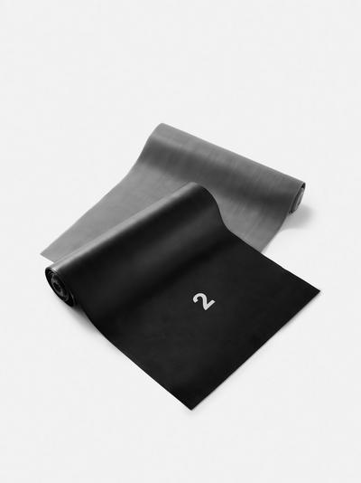 Pack de 2 bandas elásticas planas negras y grises para hacer ejercicio