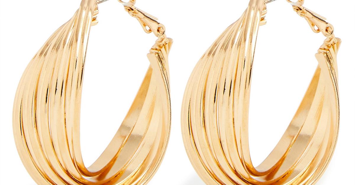 Chunky Twist Goldtone Midi Hoop Earrings | Earrings | Necklaces ...