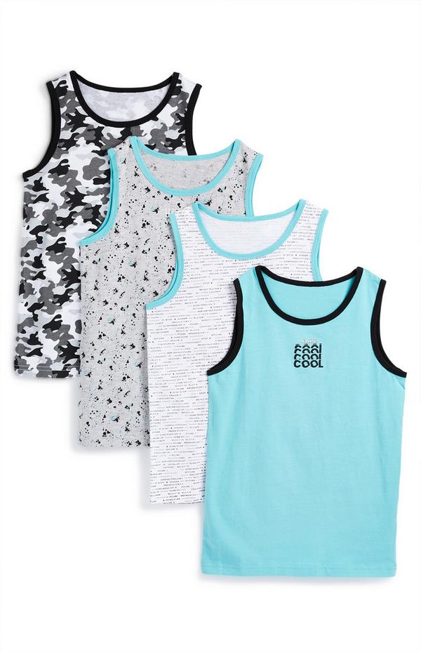 Boys Blue And Grey Decoded Vests 4 Pack