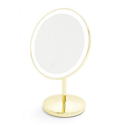 Gold Tone Round Light Up Vanity Mirror