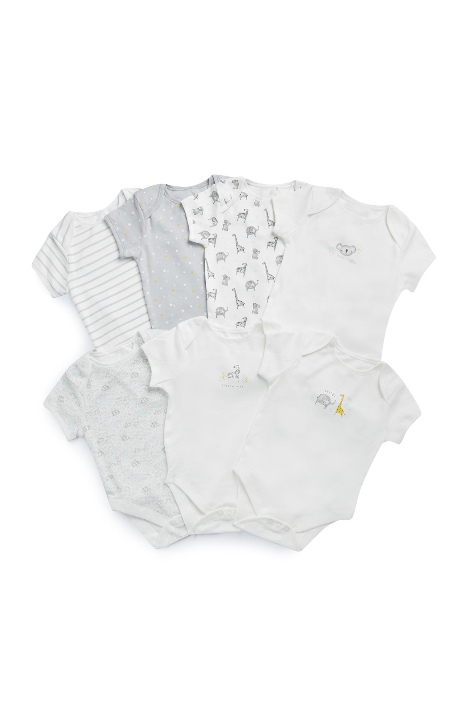 Lot De 7 Bodys Unisexes A Manches Courtes Les Essentiels Pour Bebe Vetements Bebe Et Nouveau Ne Mode Enfant Tous Les Produits Primark Primark France