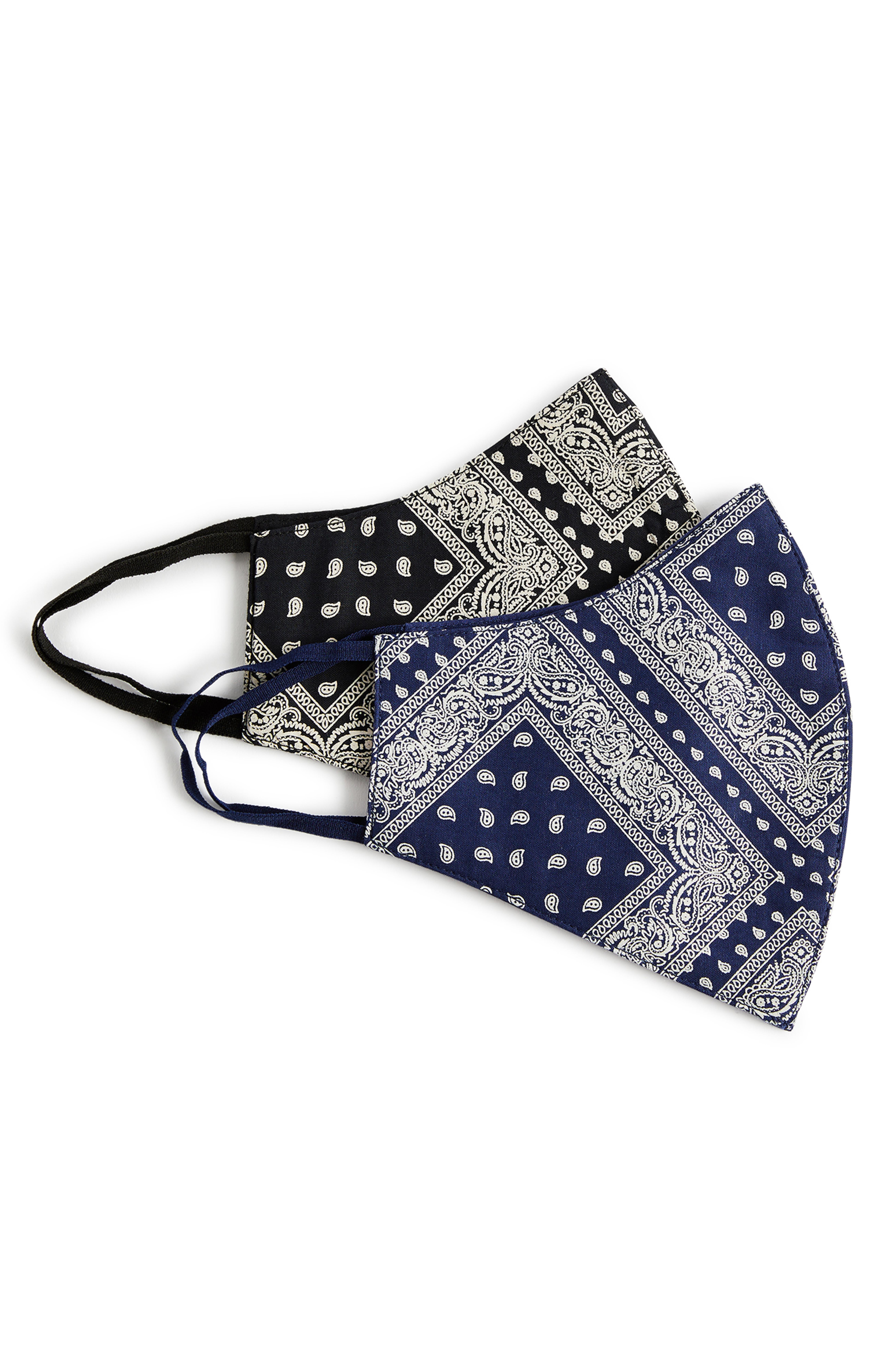 Bandana Print Face Masks 2 Pack Men's Accessories Belts, Hats