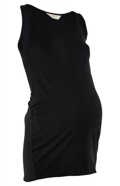 Črna majica s tankimi naramnicami za nosečnice