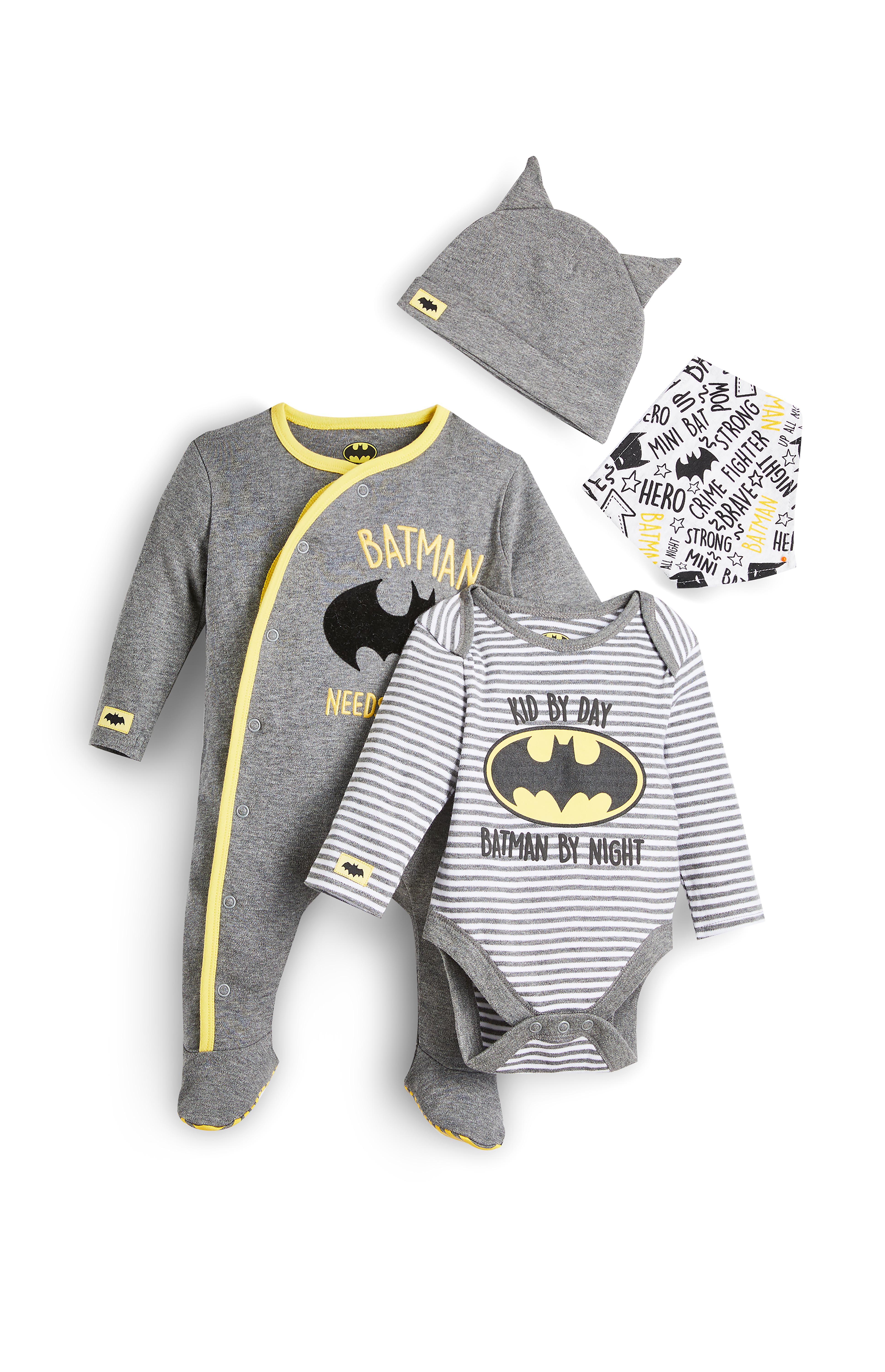 Newborn Baby Boy Gray Batman 4 Piece Set Baby Clothing Essentials Baby Newborn Clothes Kids Clothes All Primark Products Primark Usa