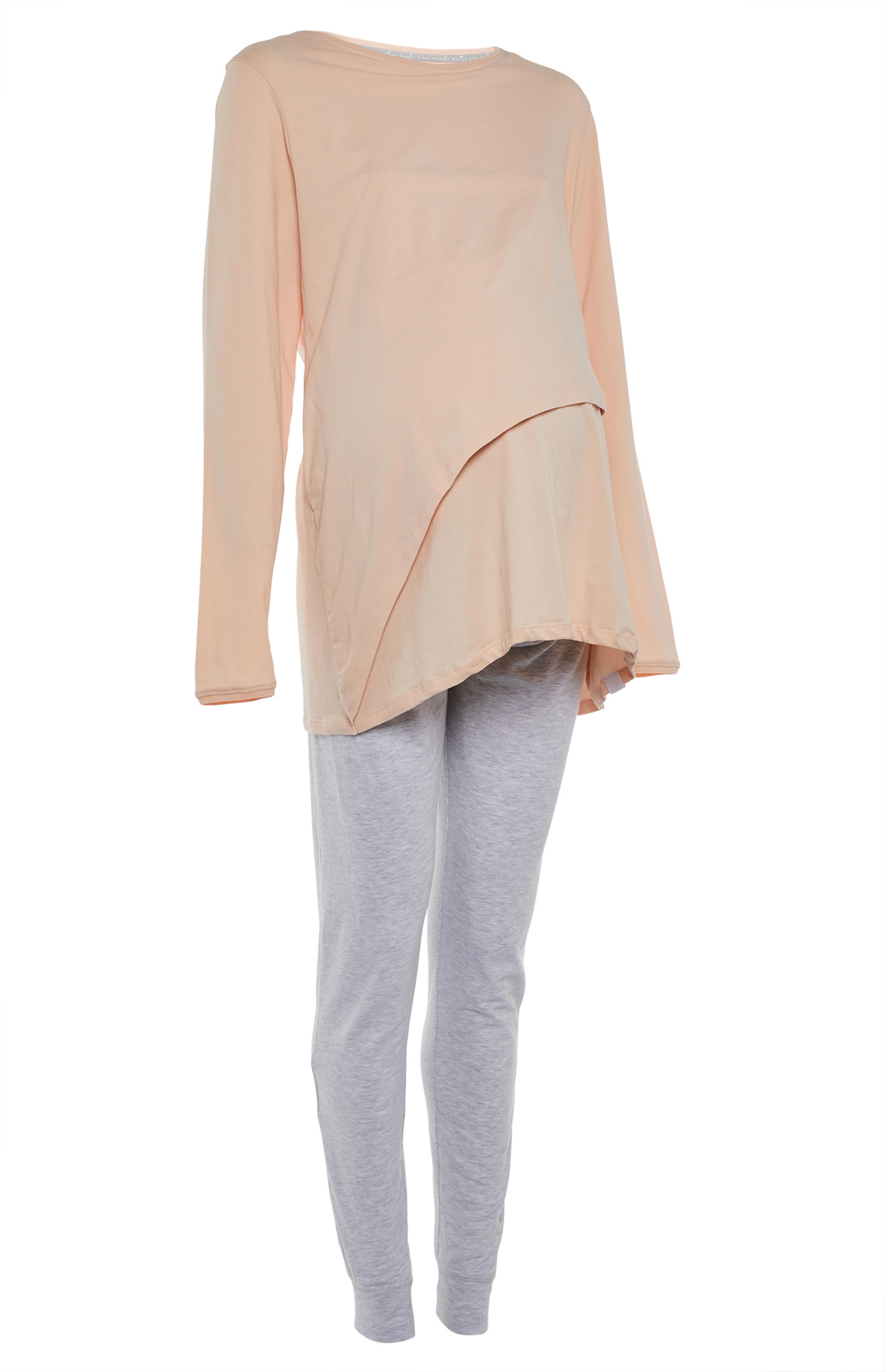Grey And Peach Maternity Pyjama Set | Women's Pyjamas ...