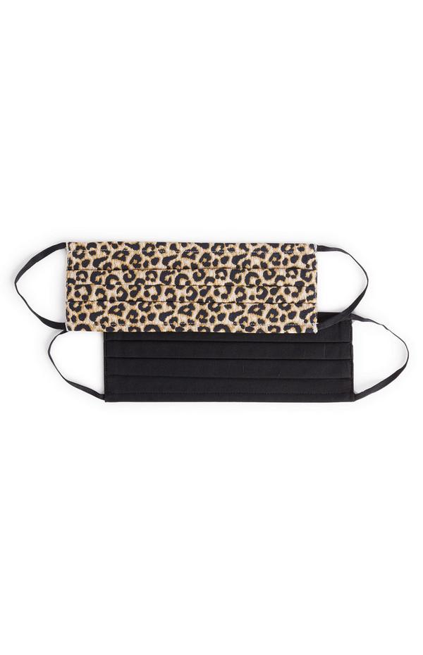 Woven Leopard Print and Black Face Coverings 2 Pack