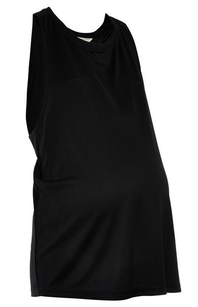 Športna črna majica brez rokavov za nosečnice