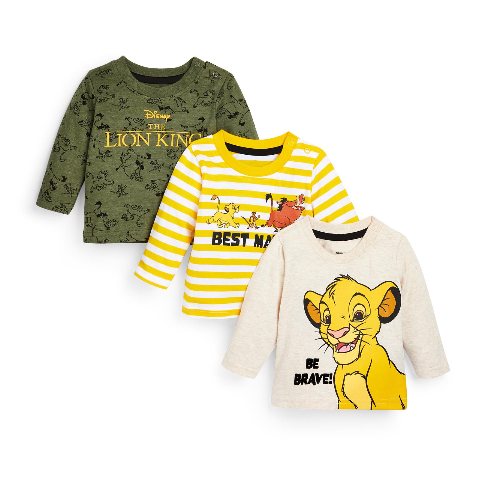 Pack de 3 camisetas de manga El Rey León de Disney para bebé niño | Moda de bebé niño | Moda para bebés y recién | para niños