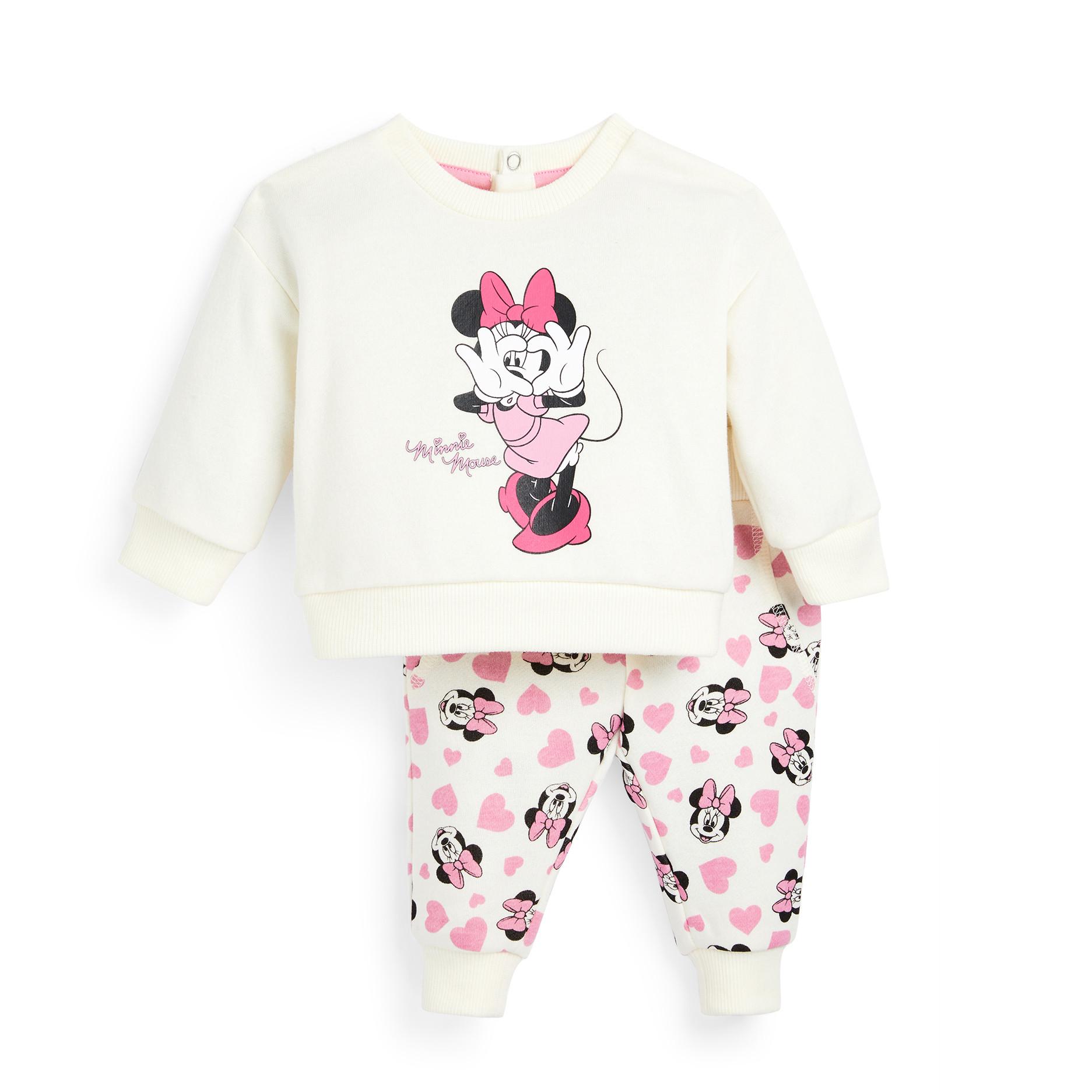 Baby Girl White Disney Minnie Mouse Leisure Set 2 Piece Baby Girl Clothes Baby Newborn Clothes Kids Clothes All Primark Products Primark Uk