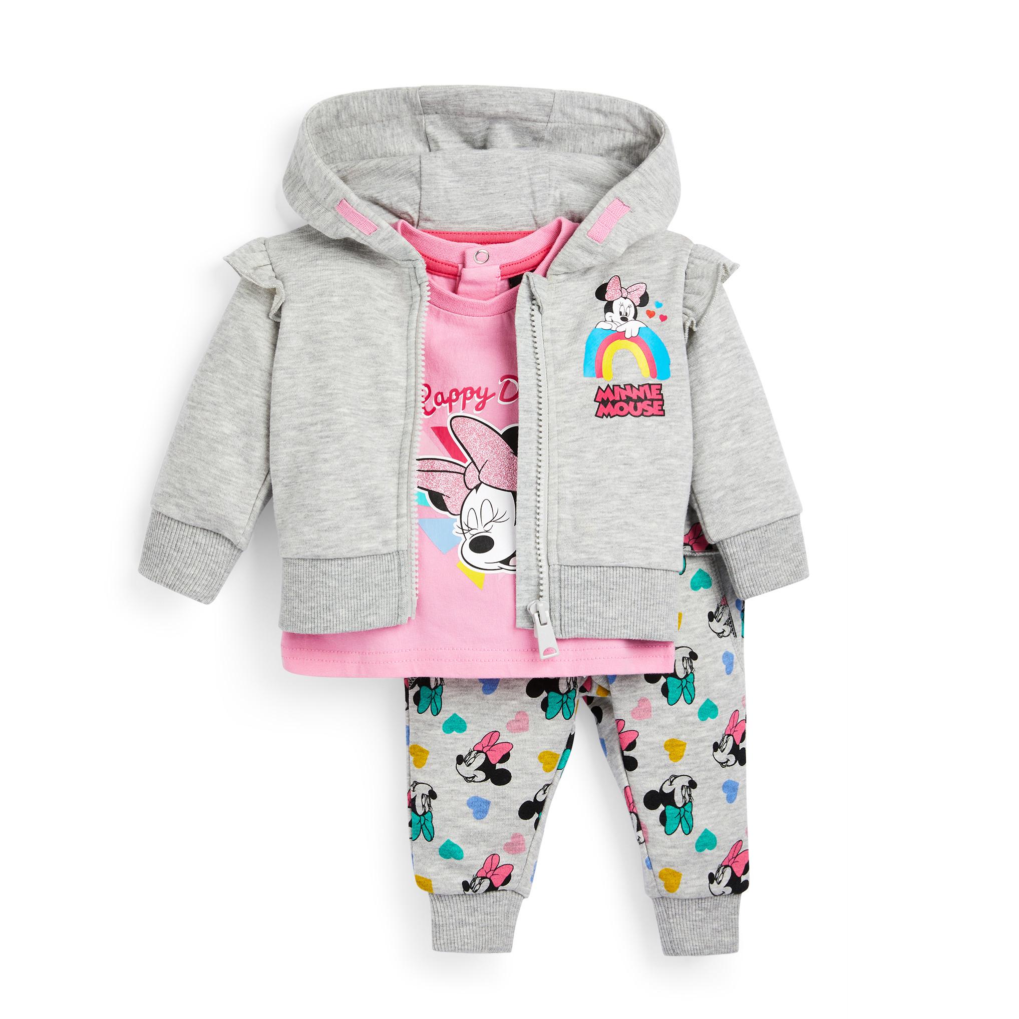 Conjunto De 3 Piezas Gris Con Sudadera Con Capucha De Minnie Mouse De Disney Para Bebe Nina Moda Para Bebes Nina Moda Para Bebes Y Recien Nacidos Ropa Para