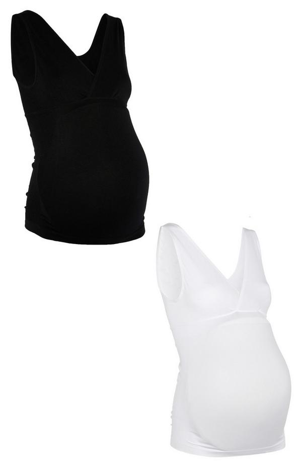 2-Pack Maternity Black and White Cami Tops