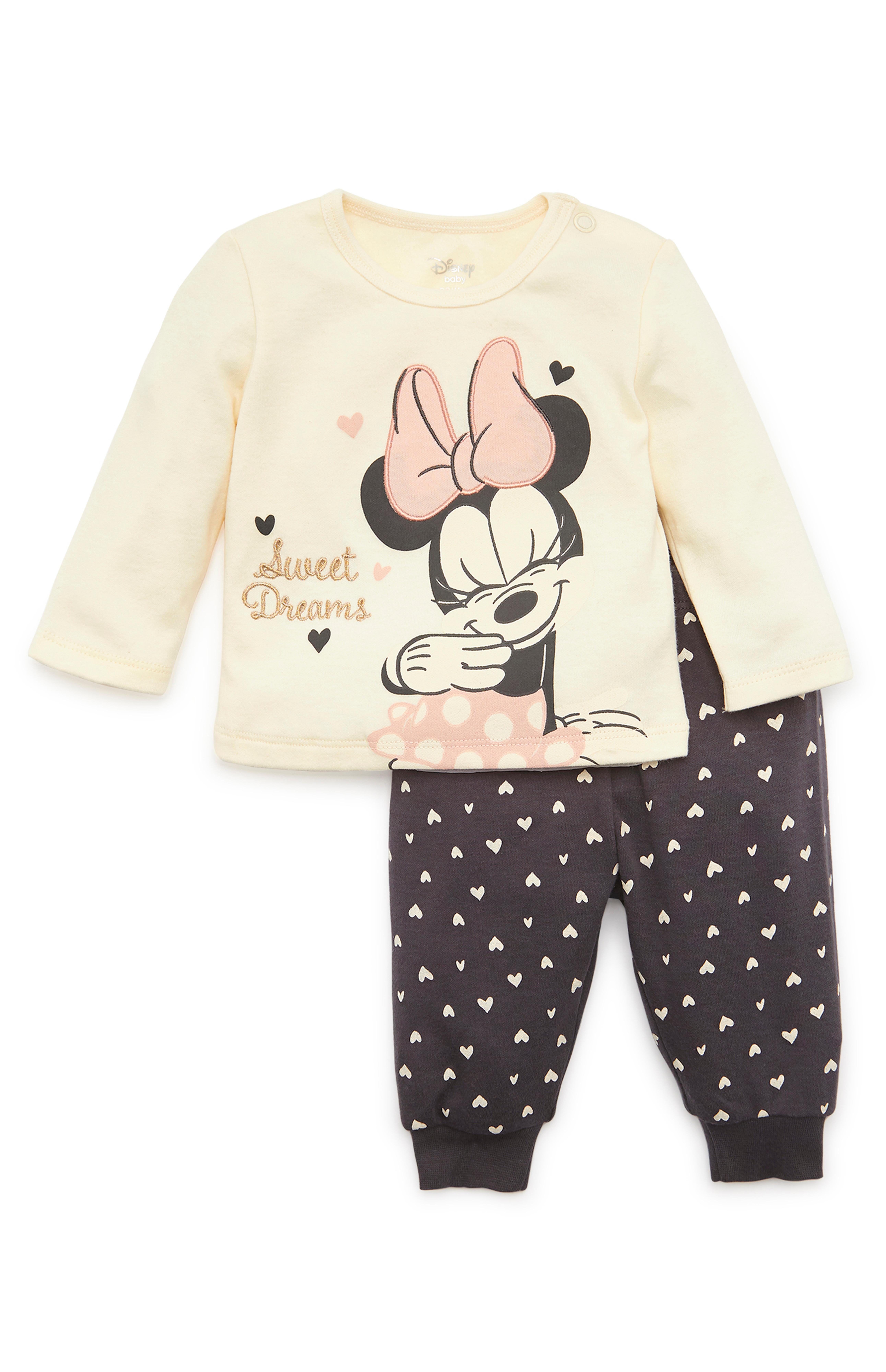 Baby Girl Disney Minnie Mouse Cream Print Pyjamas Baby Clothing